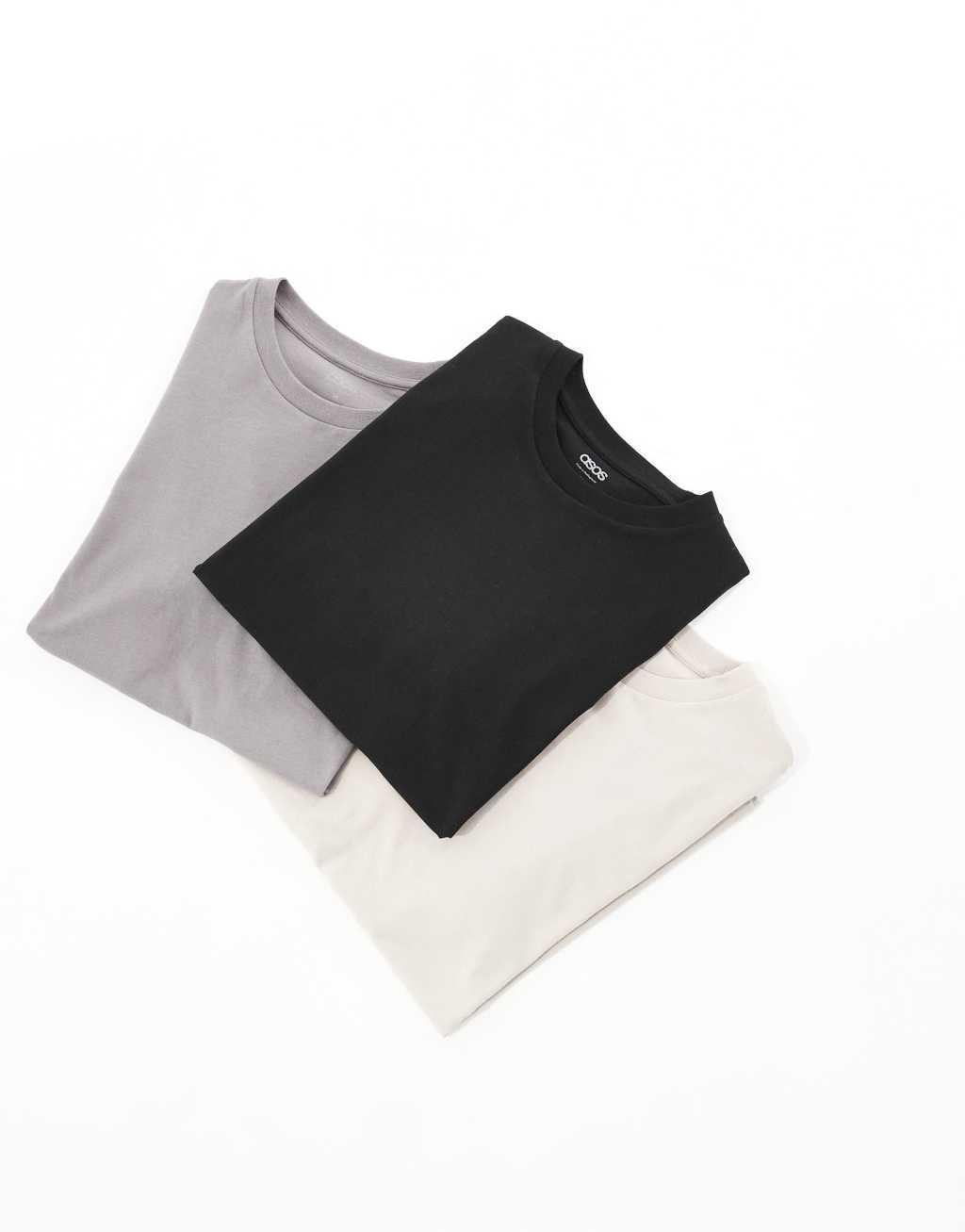 ASOS DESIGN essential 3 pack crew neck t-shirts in multiple colors Product Image
