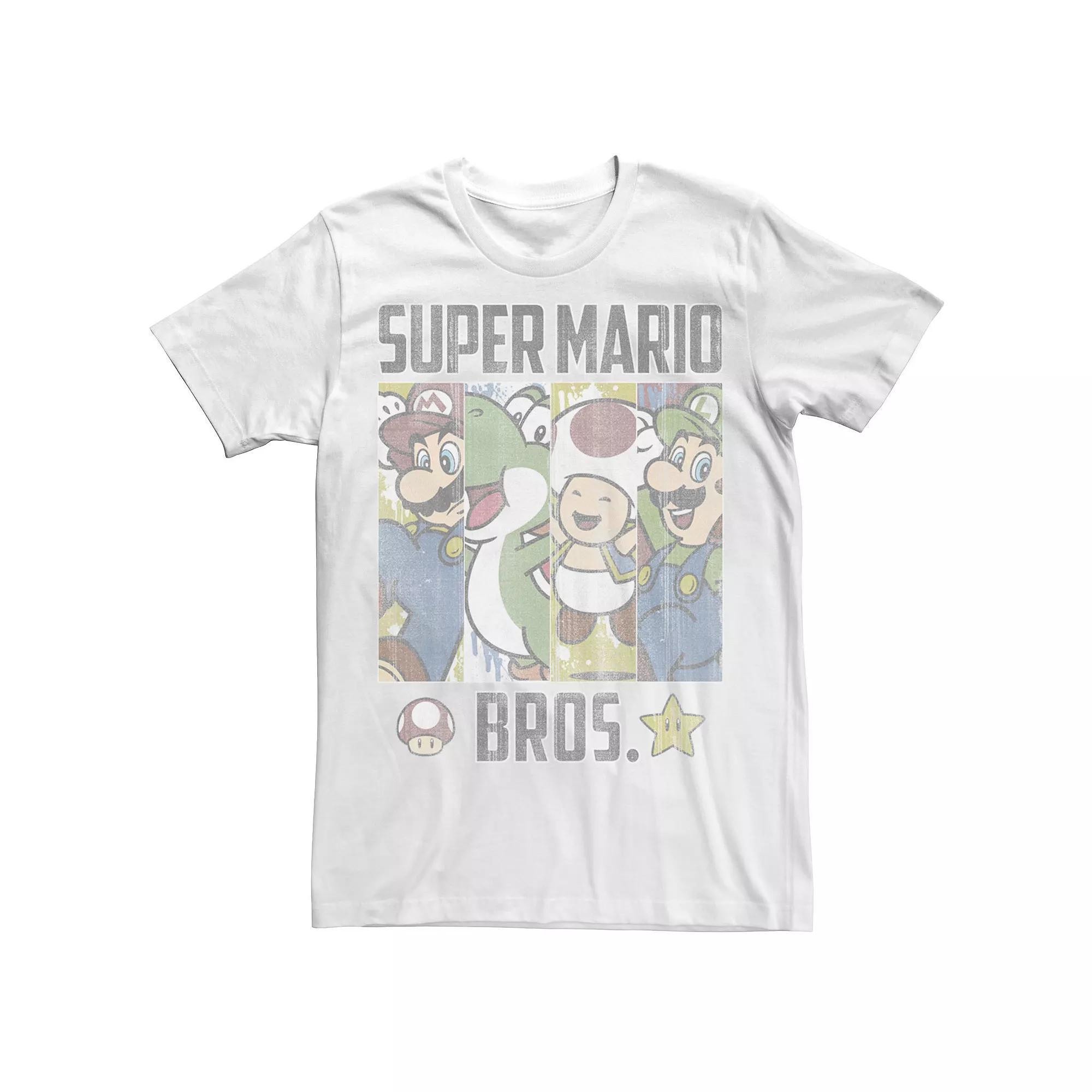 Mens Super Mario Retro Blinds Boxed Up Group Shot Graphic Tee Product Image