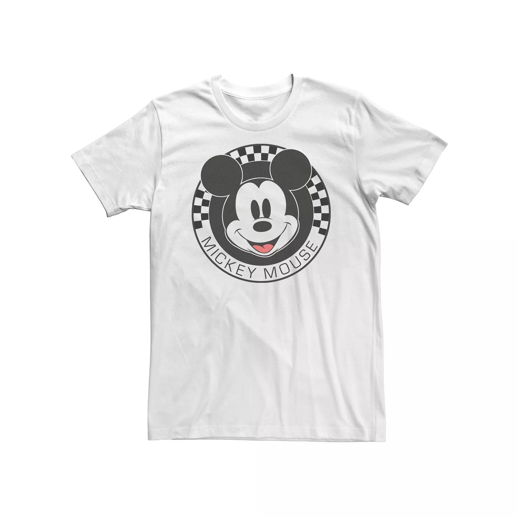 Big & Tall Disney Mickey & Friends Mickey Mouse Checkerboard Circle Tee, Men's, Size: 3XL Tall, White Product Image