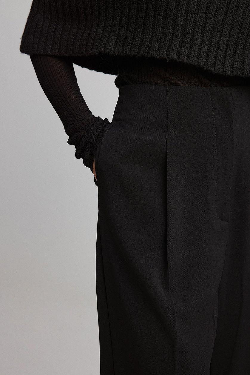 Wide High Waist Suit Pants Without Waist Band Product Image