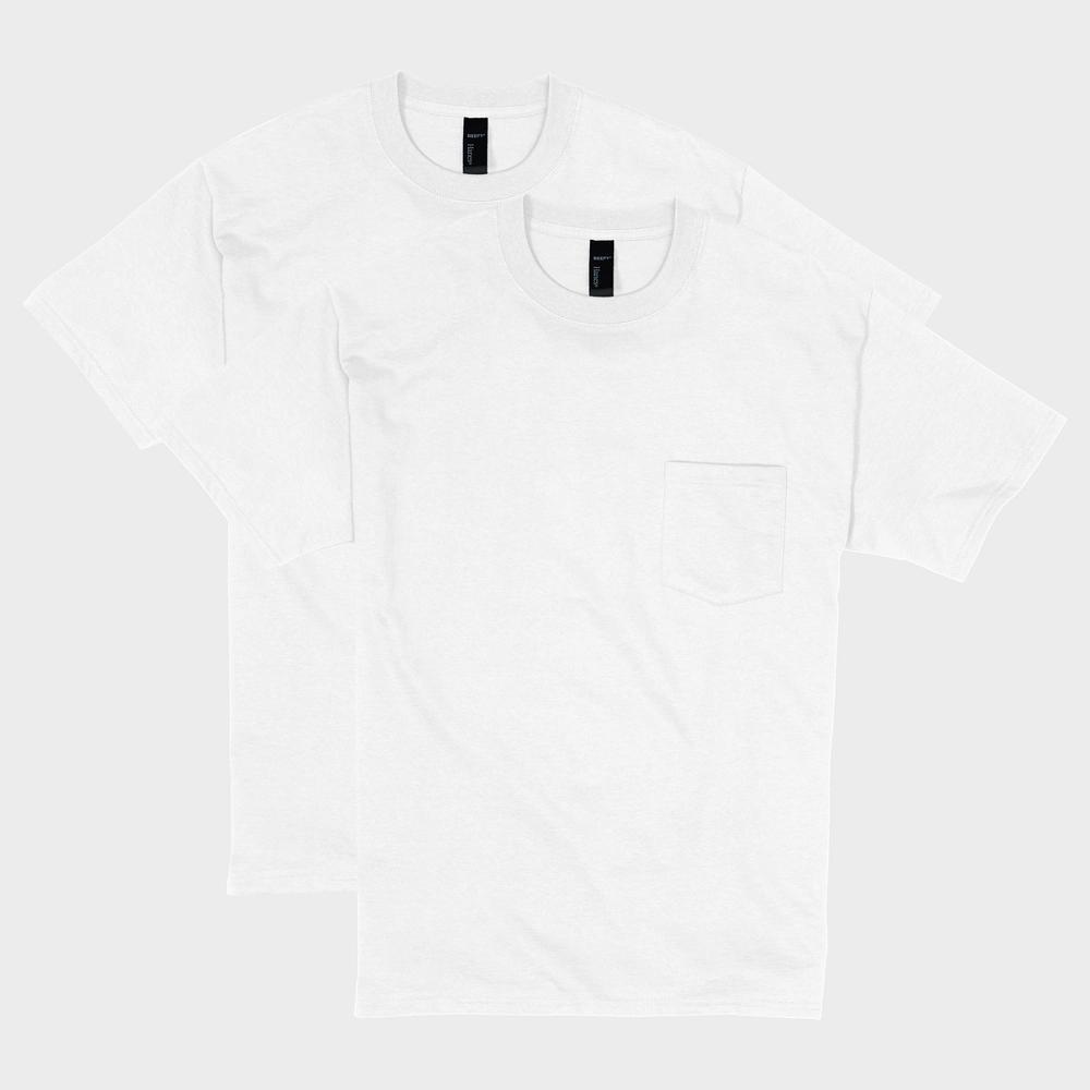 Men's Hanes® Beefy-T 2-Pack Pocket T-Shirt, Size: XL, Blue Product Image