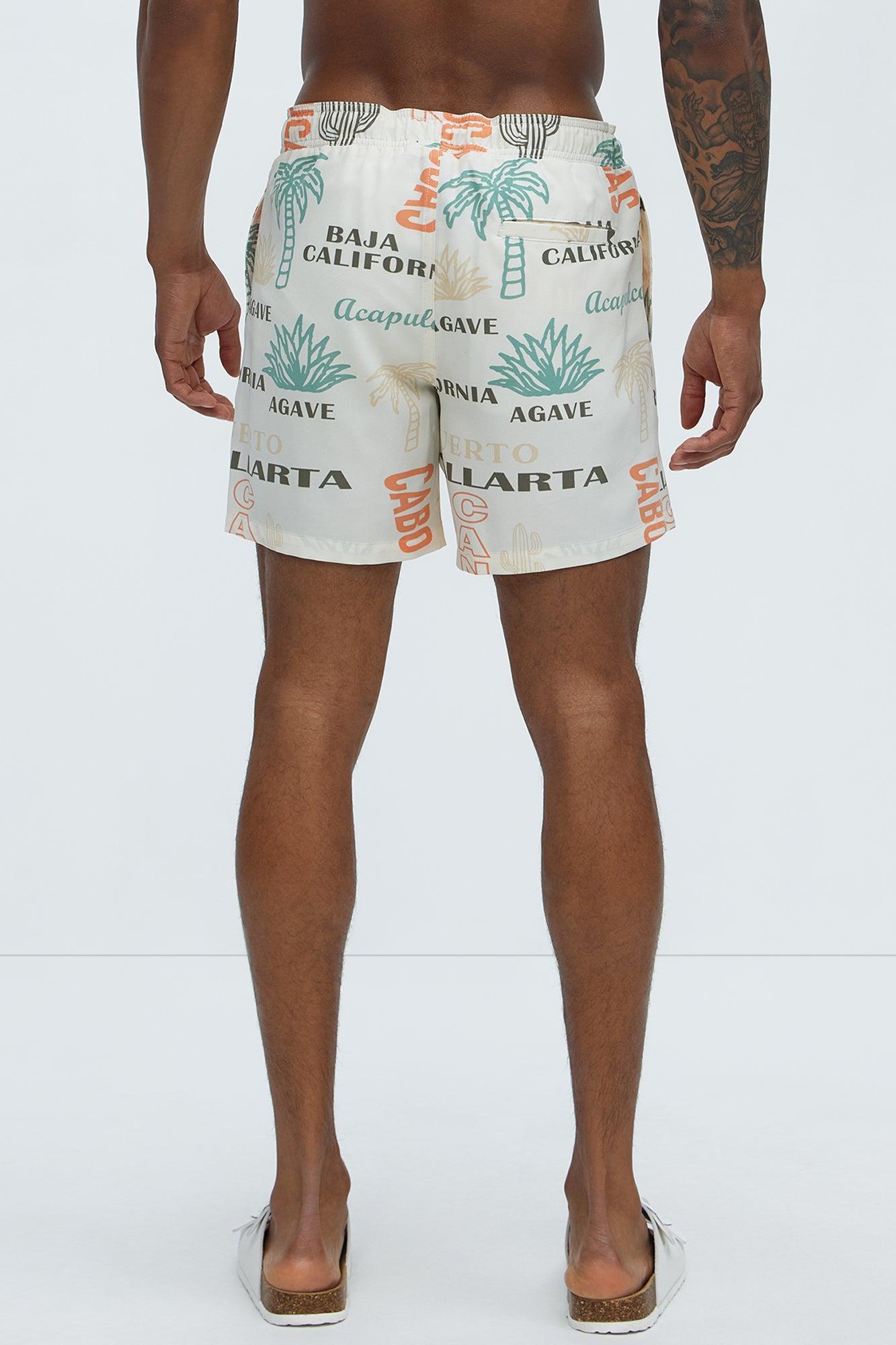 Mexican Agave Swim Mid Trunk - Off White/combo Product Image