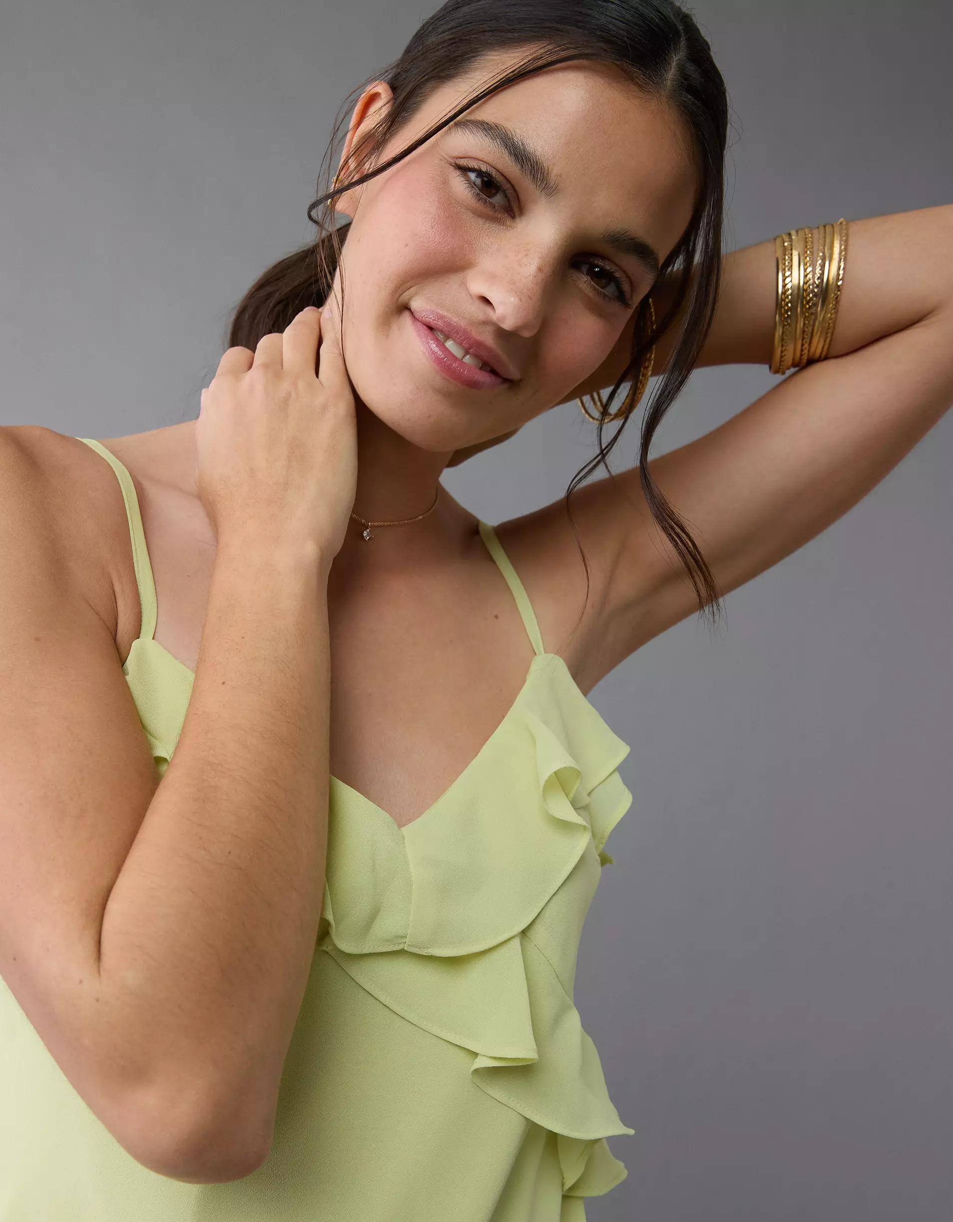 AE Ruffle Maxi Slip Dress Product Image