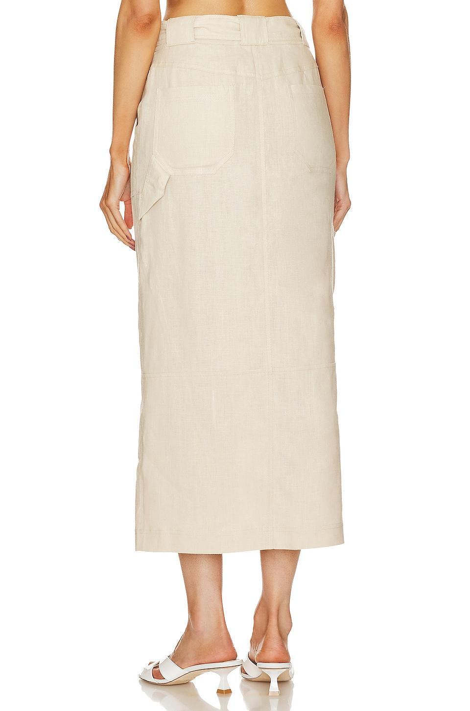 The Linen Cargo Midi Skirt GRLFRND Product Image