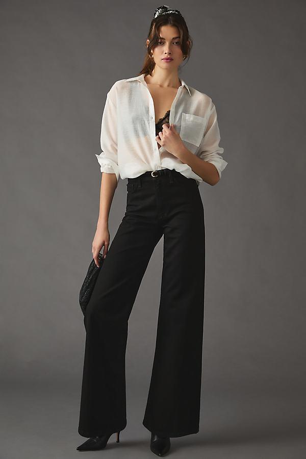 Womens Petite The Mia High-Rise Stretch Wide-Leg Jeans Product Image