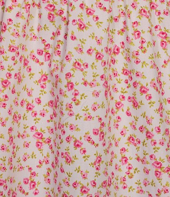 Copper Key Royal Floral Print Square Neck Short Puff Sleeve Smocked Back Dress Product Image