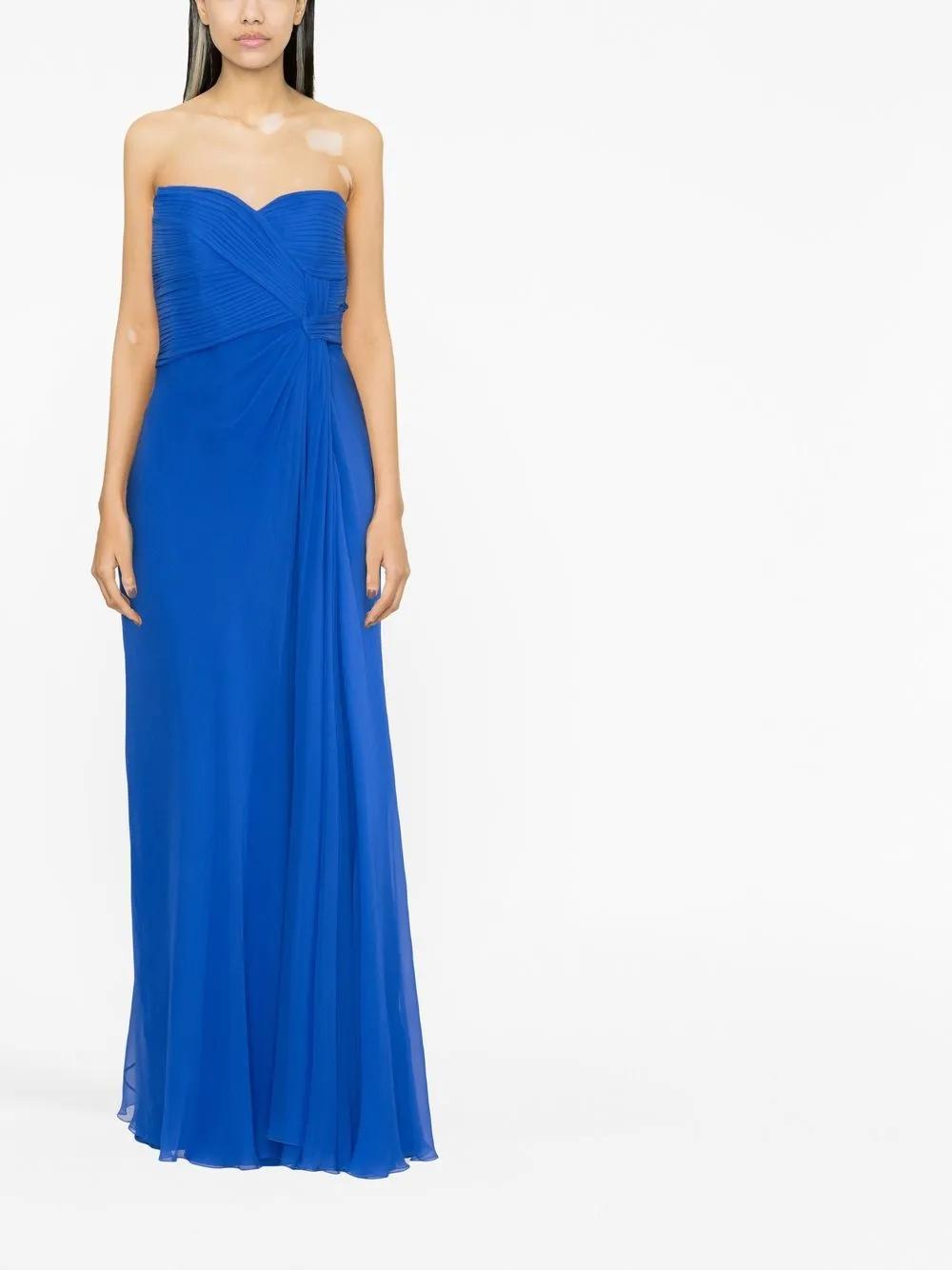draped-detail strapless silk gown Product Image
