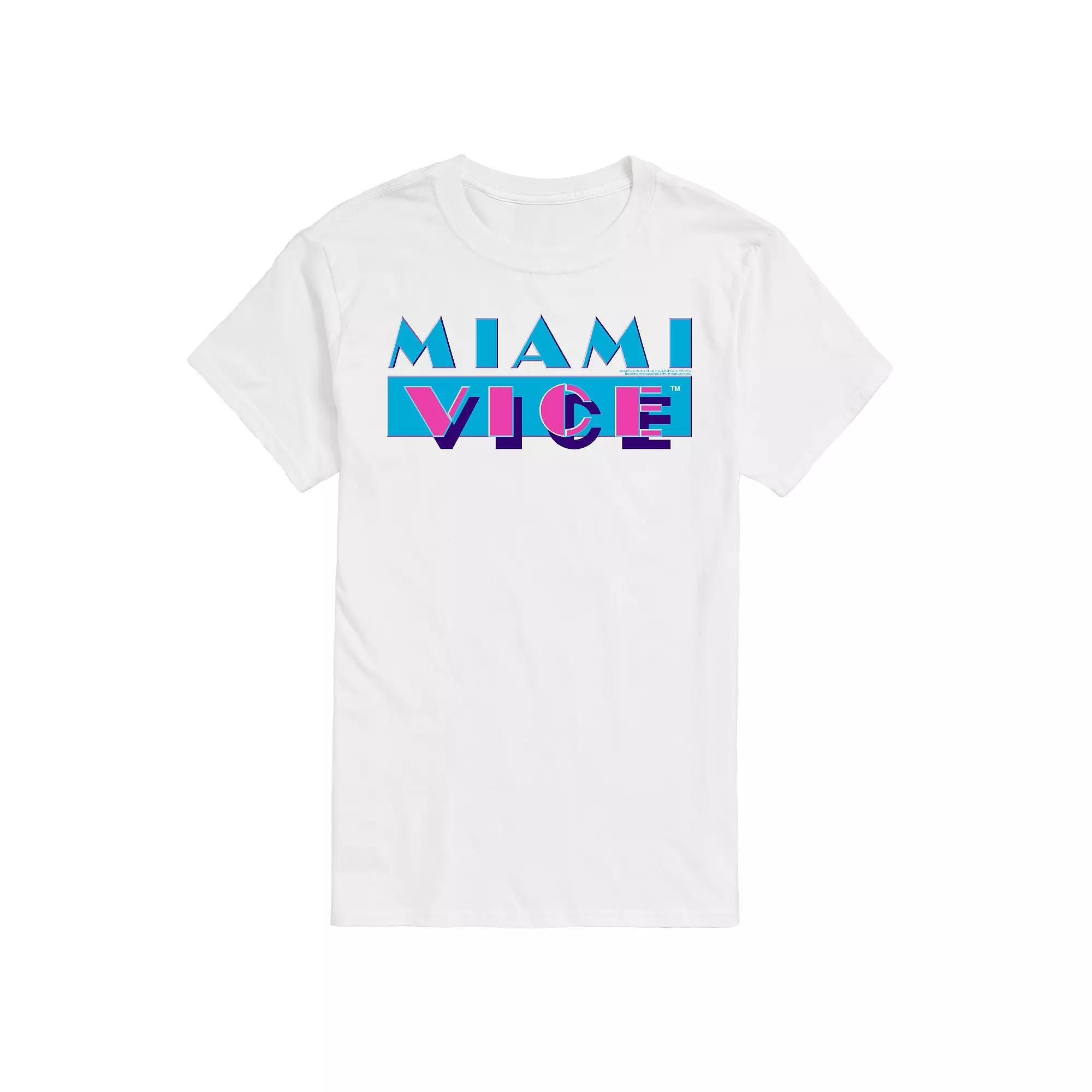Big & Tall Miami Vice Logo Graphic Tee, Mens Athletic Grey Product Image