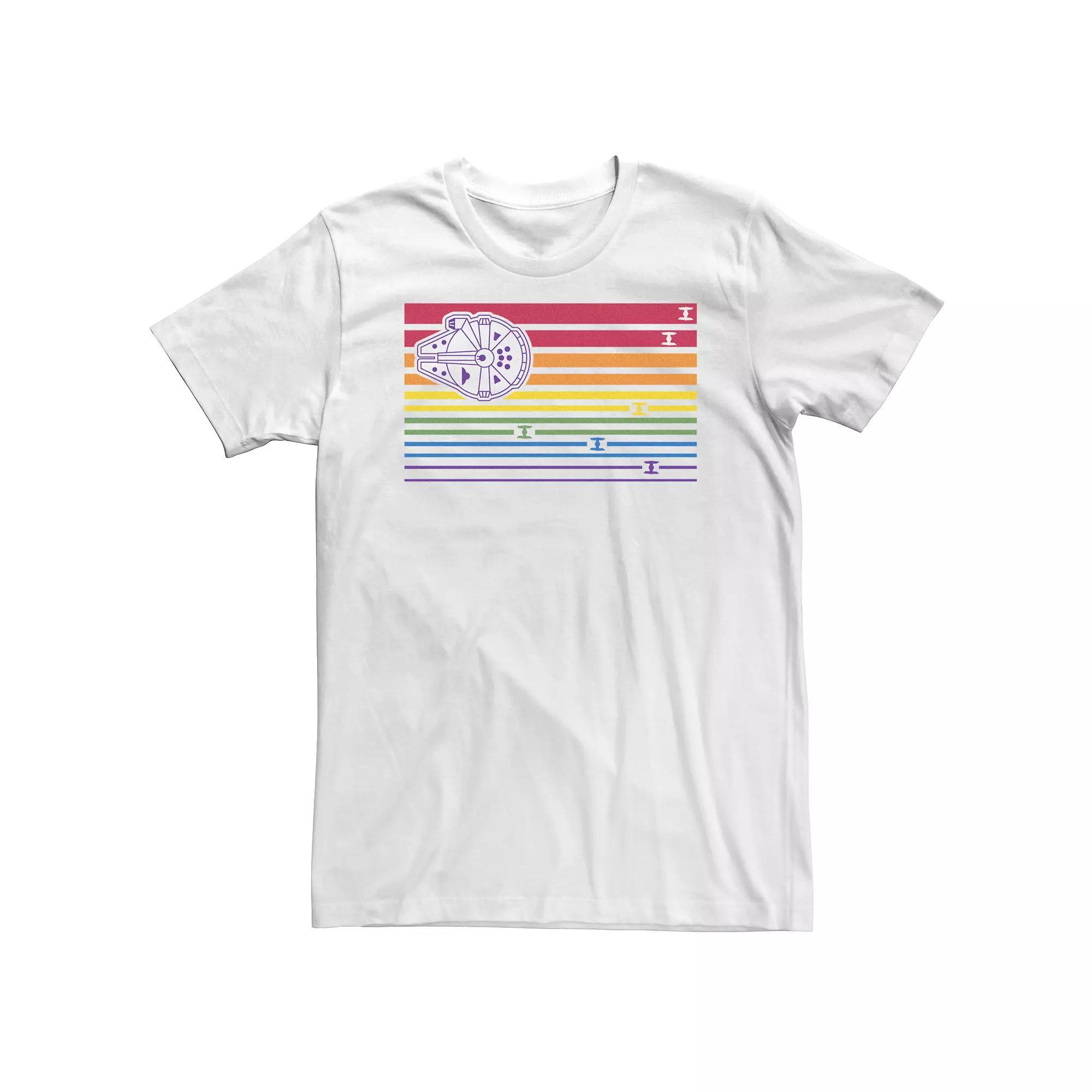 Men's Star Wars Ship Stripes Rainbow Tee, Size: 4XL, White Product Image