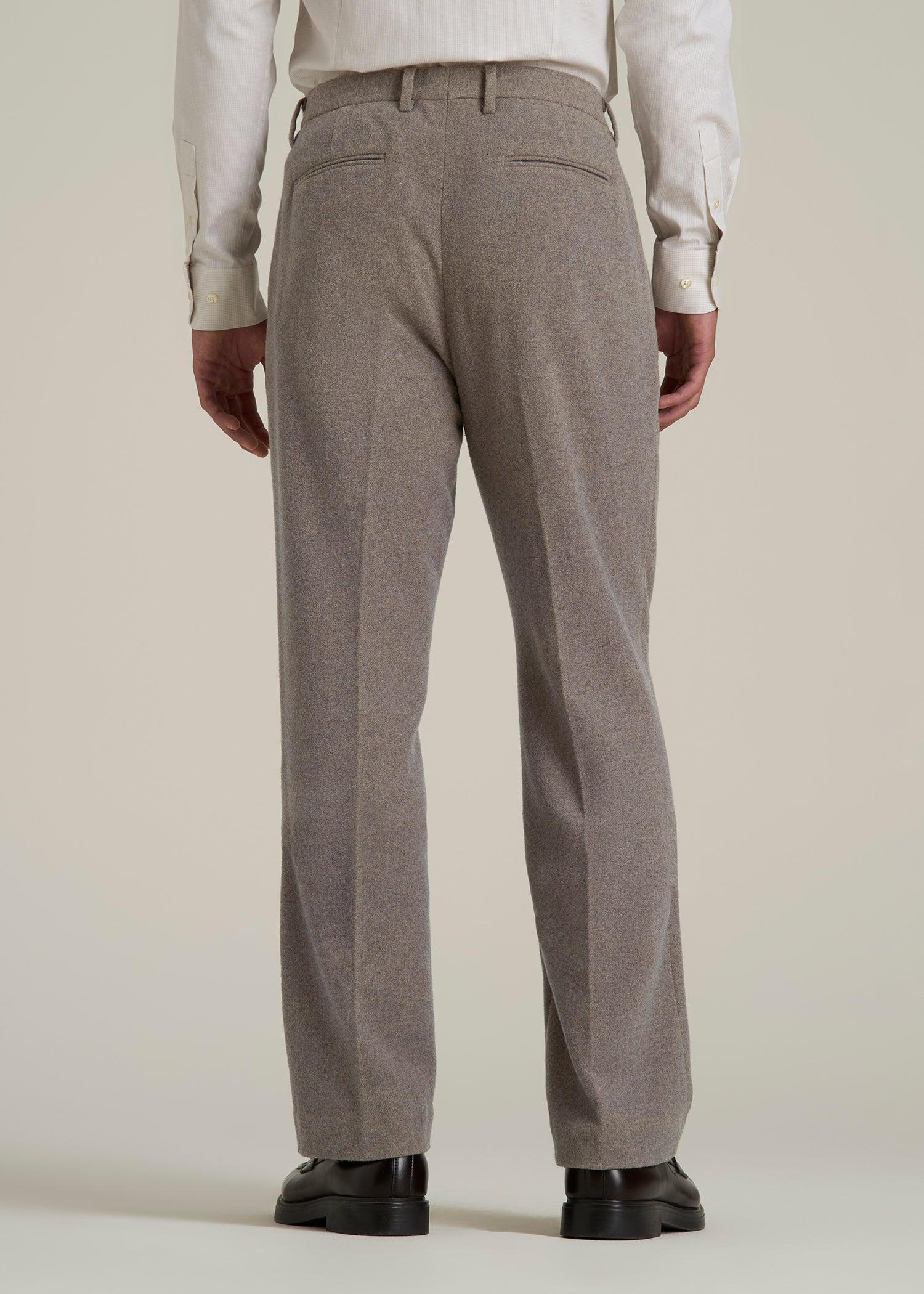 Wool Blend Dress Pants for Tall Men in Taupe Mix Male Product Image