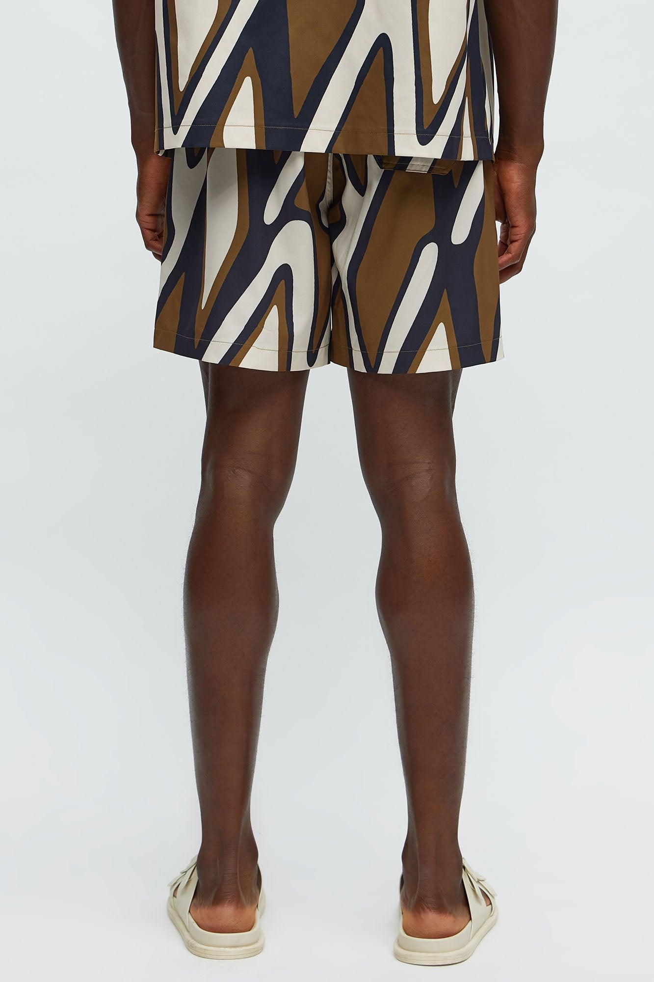 Chaos Current Printed Swim Classic Trunk - Brown/combo Product Image
