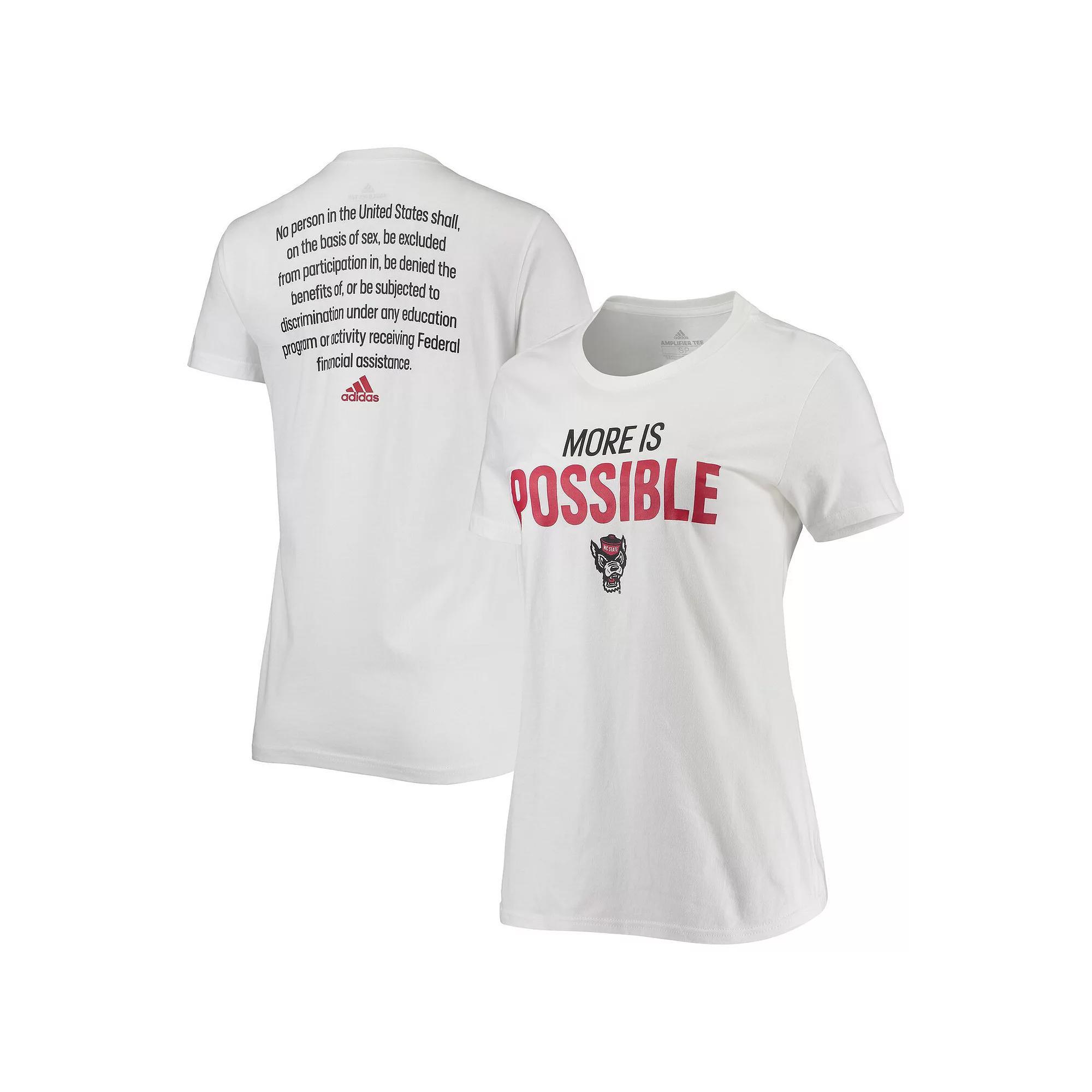 Women's adidas White NC State Wolfpack More Is Possible T-Shirt, Size: Small, Nst White Product Image