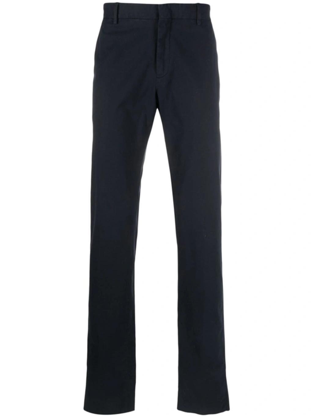 ZEGNA Straight-leg Cotton Trousers In Black Product Image