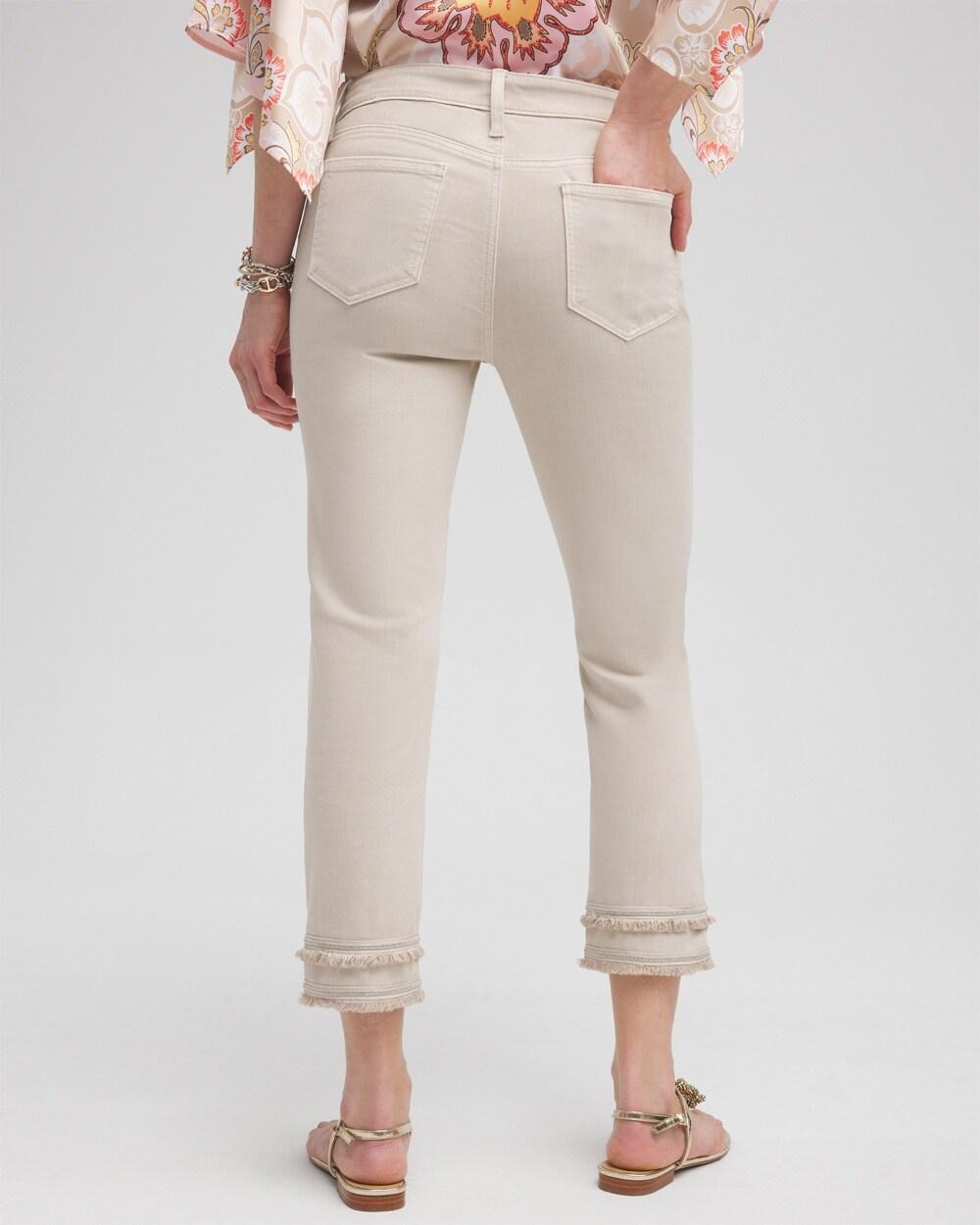 Girlfriend Embellished Fray Cropped Jeans Product Image