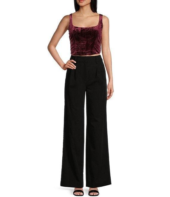 Honey & Sparkle Embossed Velvet Corset Smocked Back Top Product Image