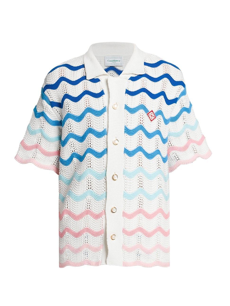 Mens Wave Crocheted Cotton Shirt Product Image