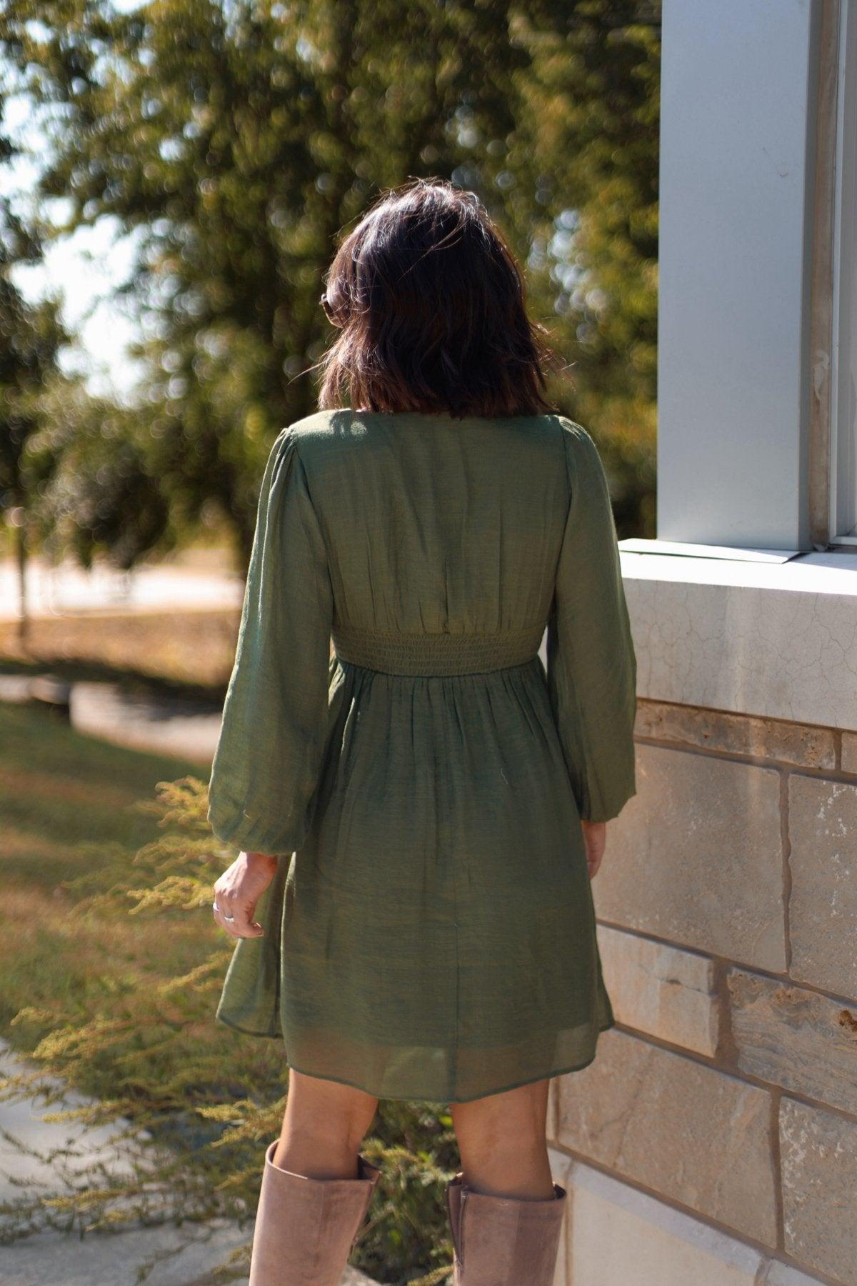 Vanessa Green Ruched Mini Dress - FINAL SALE Product Image