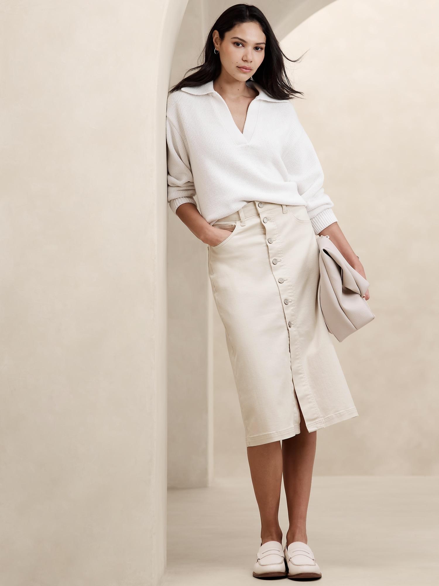 Denim Midi Skirt Product Image
