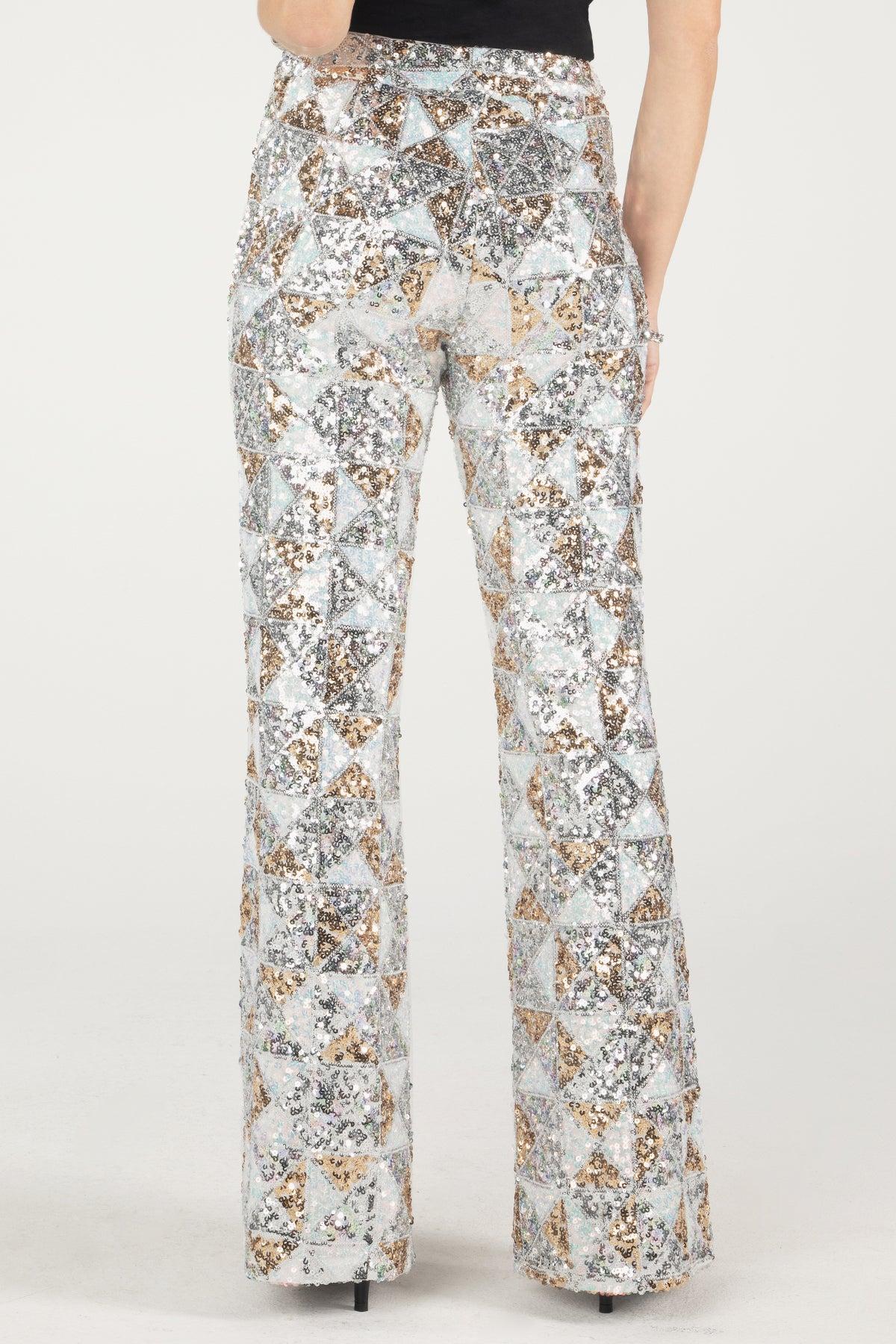 Geometric Multi-Sequin Trousers Product Image