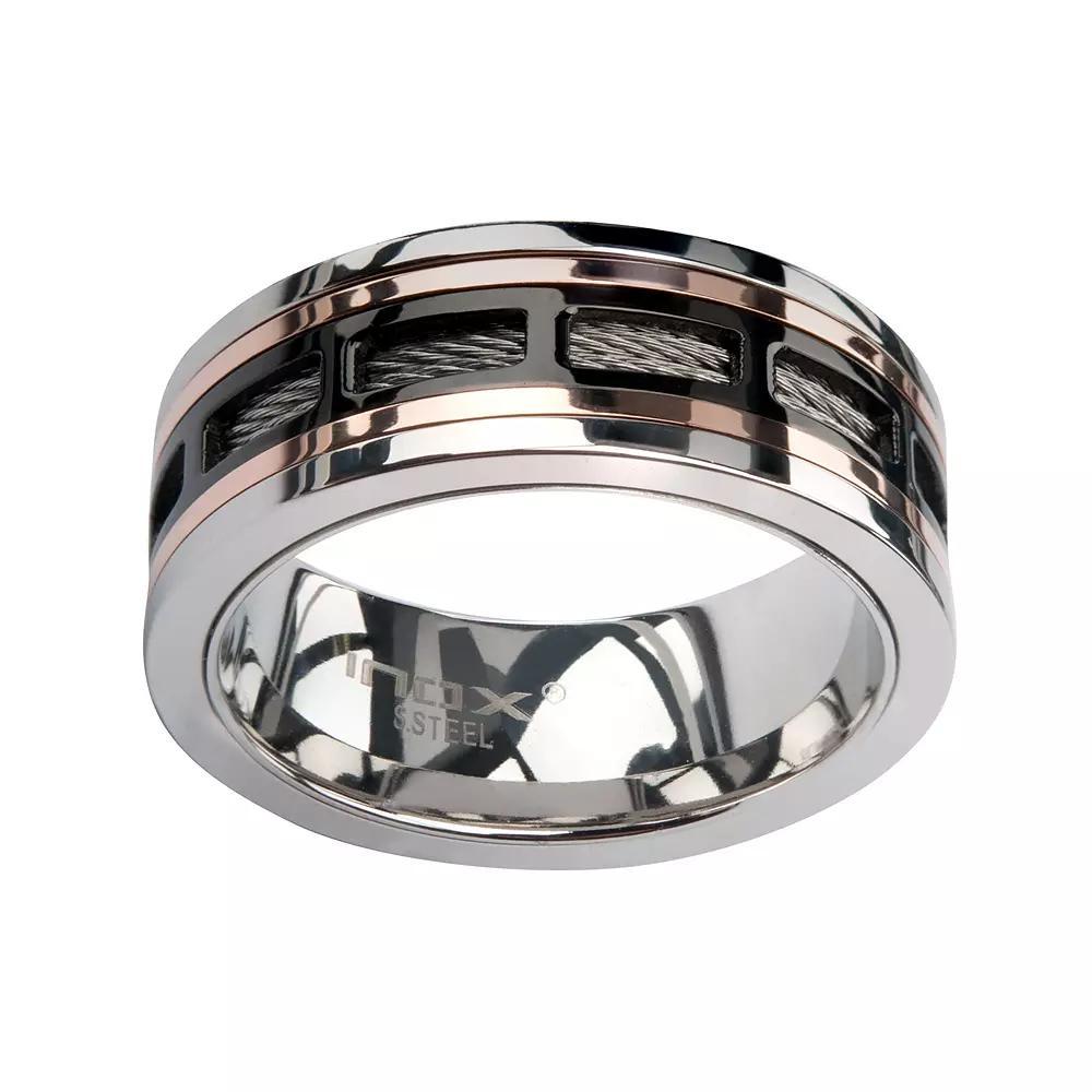 Men's Black and Rose Plated Stainless Steel Ring, Size: 11, Tone Product Image