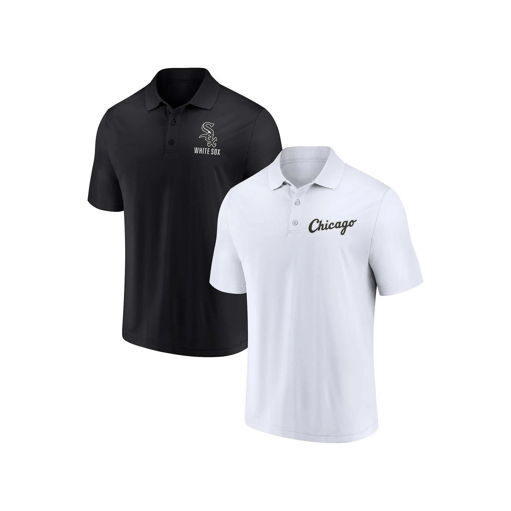 Men's Fanatics Branded Black/White Chicago White Sox Two-Pack Logo Lockup Polo Set, Size: XL Product Image