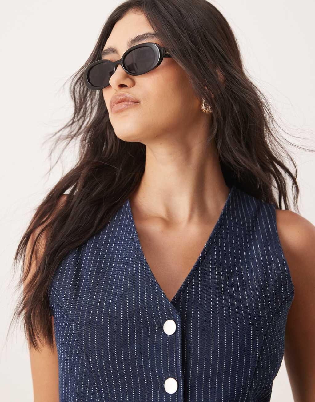 ASOS DESIGN denim look button down vest Product Image