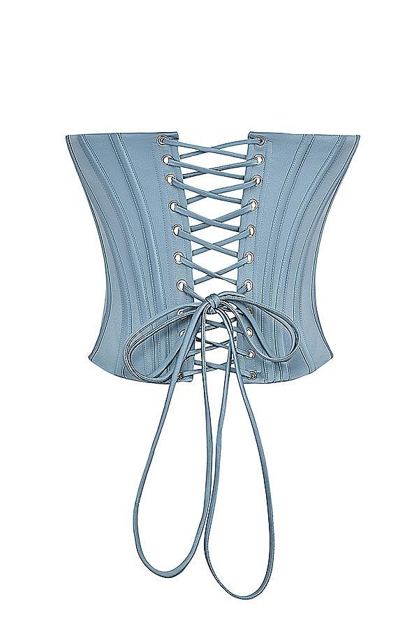 Nastassia Cool Blue Embellished Satin Corset Product Image