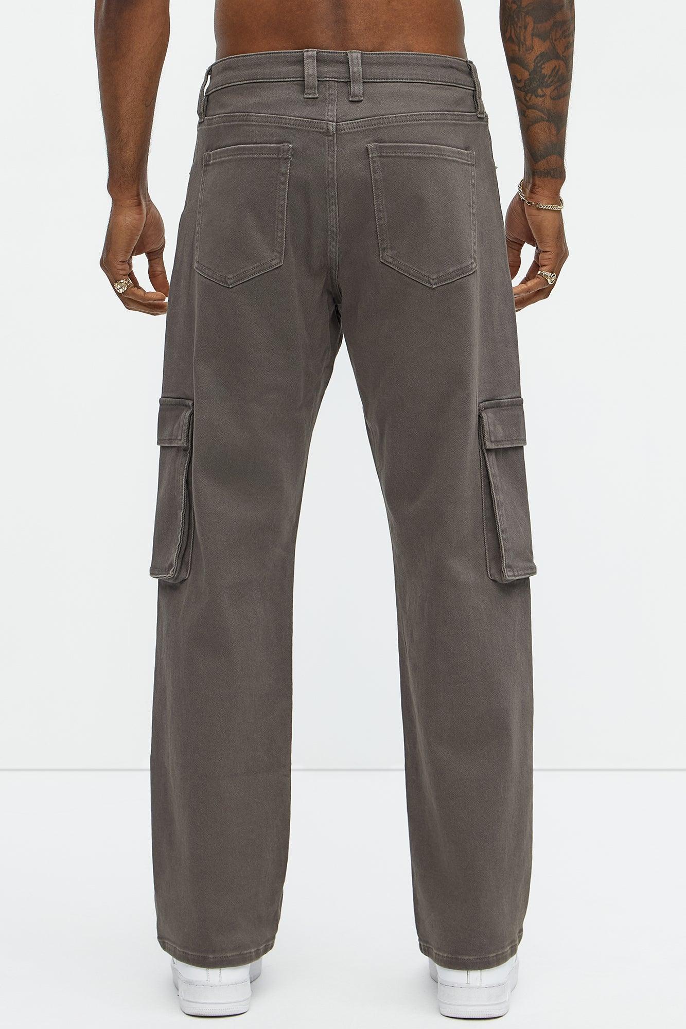 Classic Straight Cargo Jeans - Charcoal Product Image