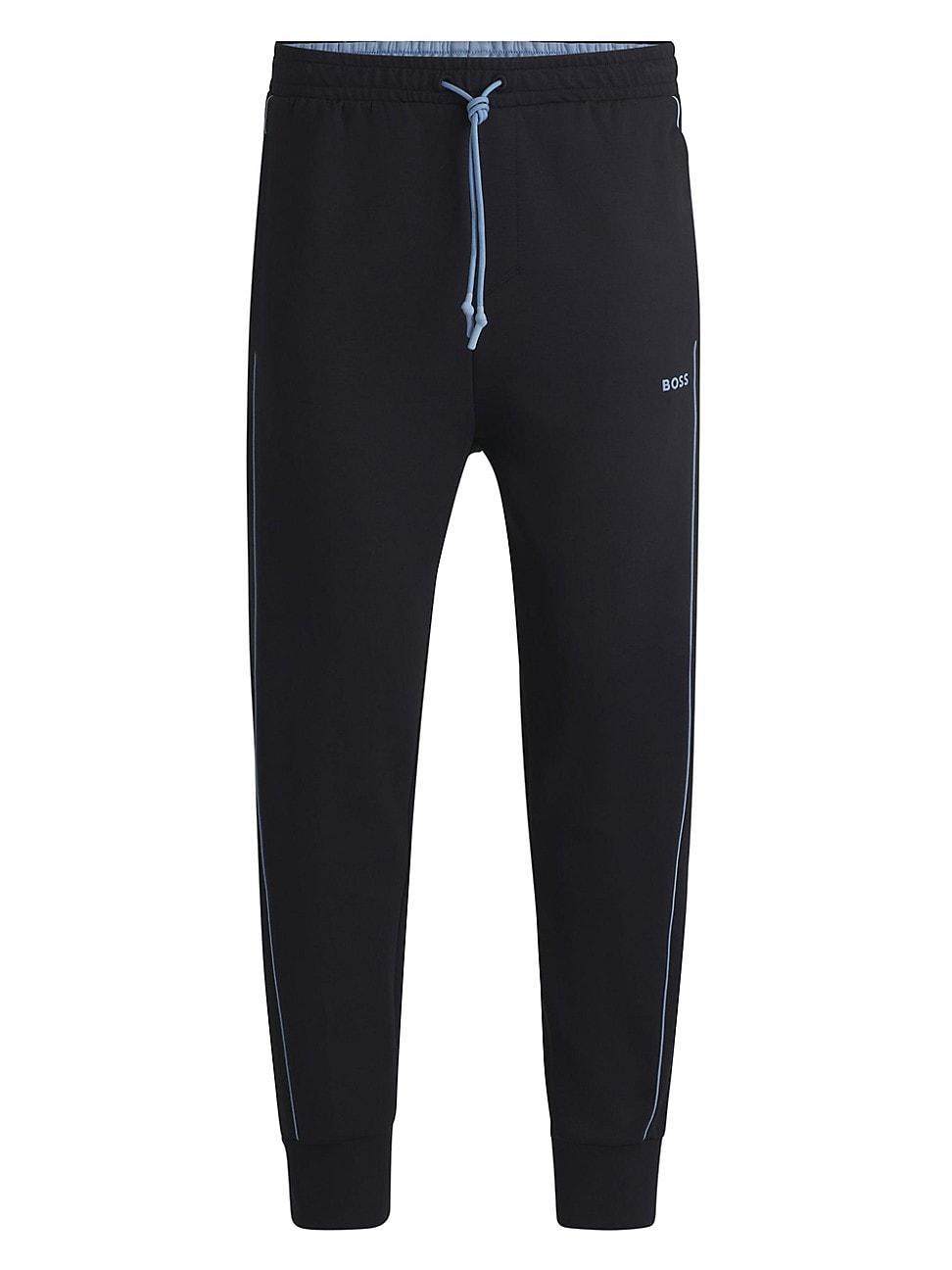 Mens Stretch-Cotton Tracksuit Bottoms with Embossed Artwork Product Image