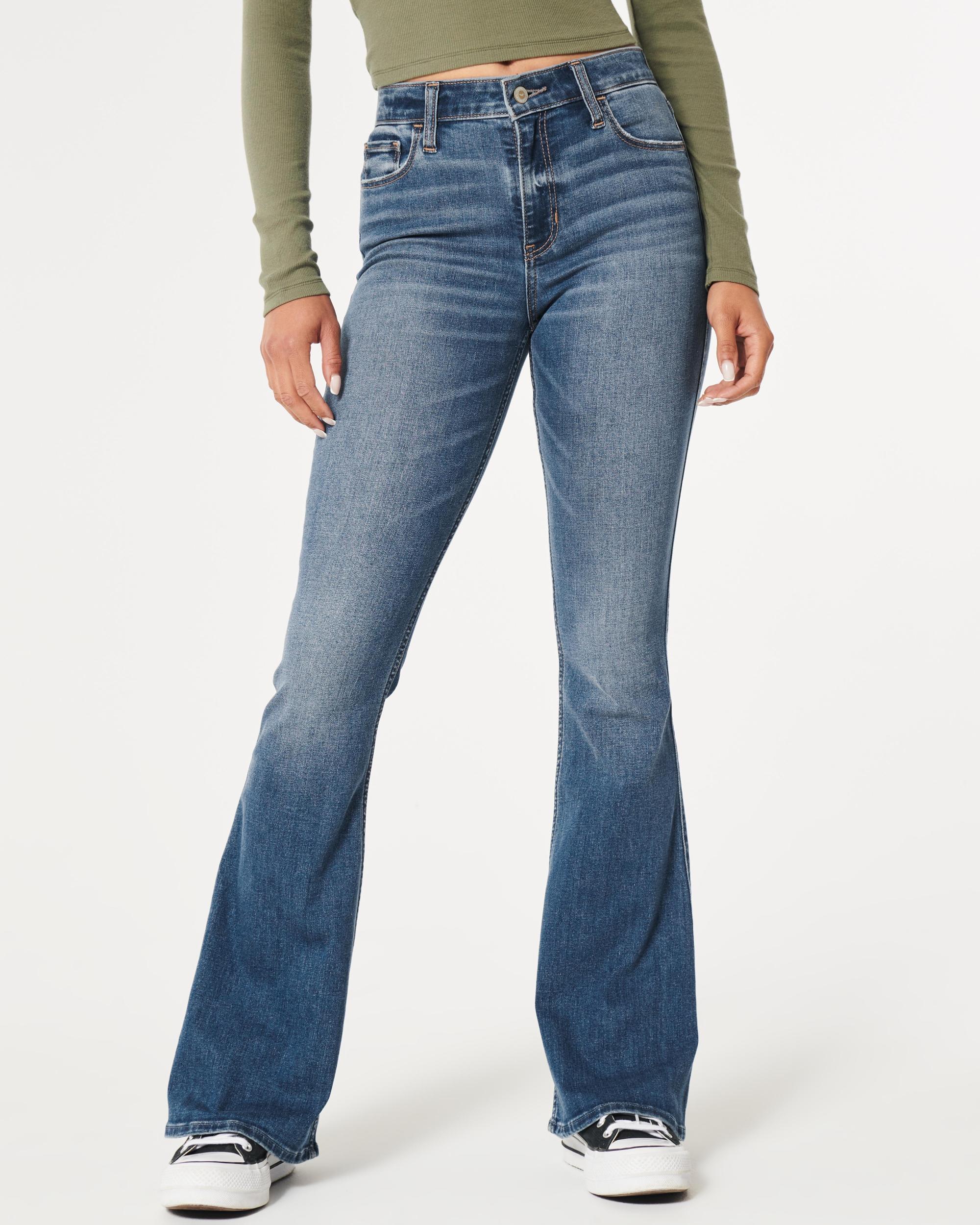 High-Rise Medium Wash Flare Jeans Product Image