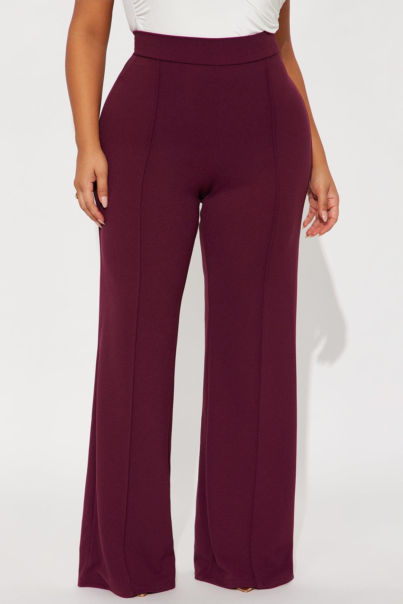 Victoria High Waisted Dress Pants - Burgundy Product Image