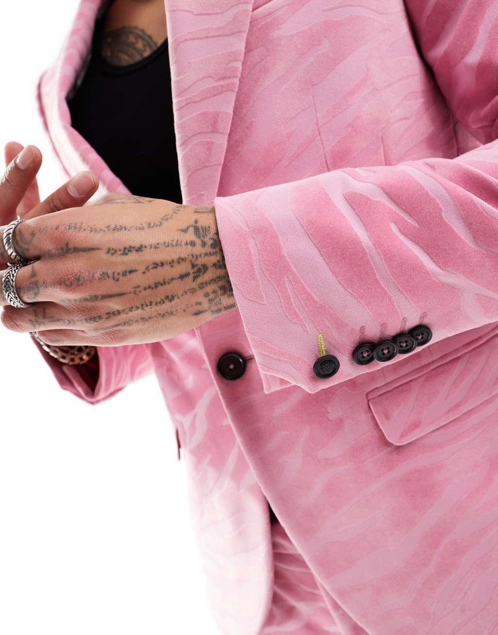 Twisted Tailor Magnussen skinny jacket in pink Product Image