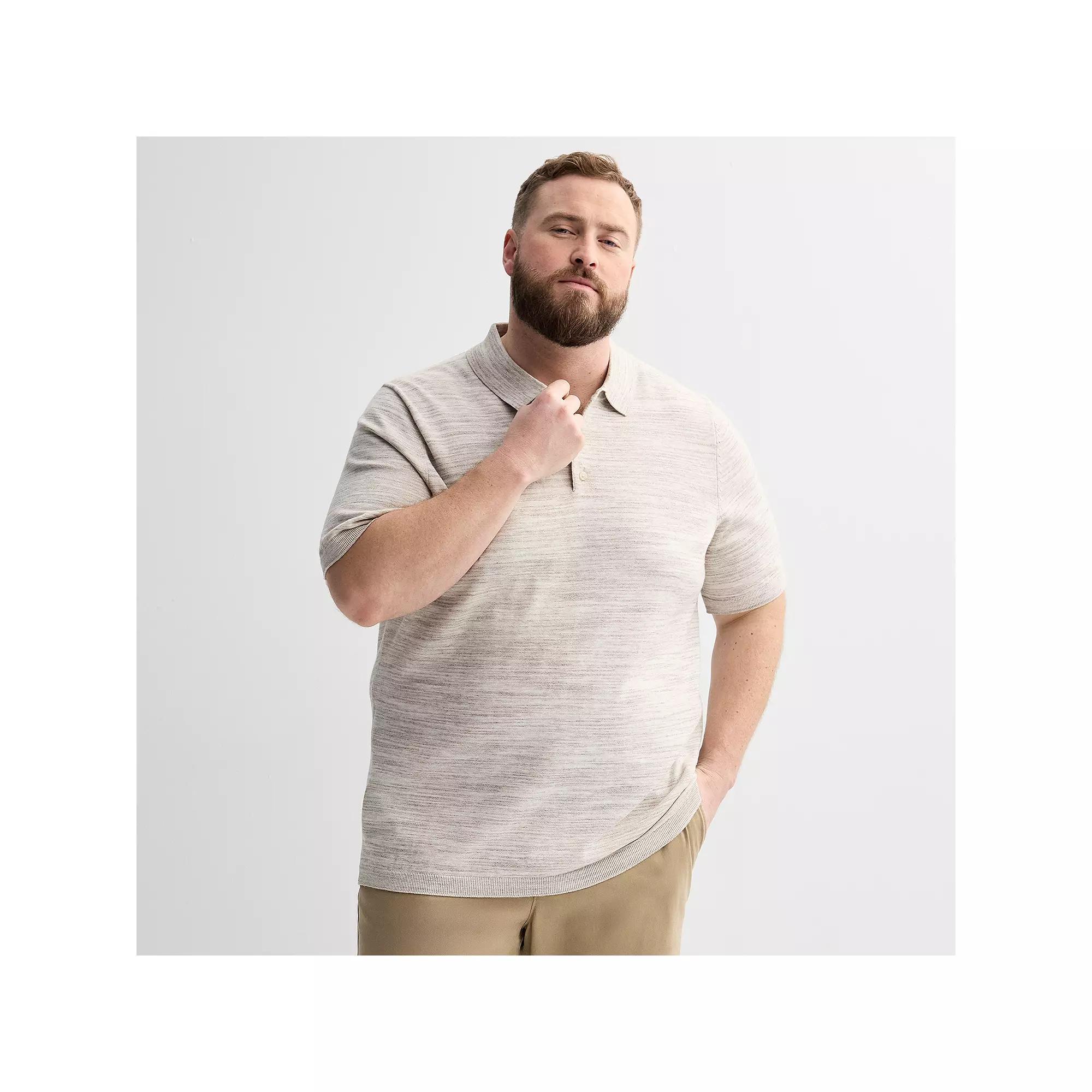 Big & Tall Sonoma Goods For Life® Short Sleeve Sweater Polo, Men's, Size: Large Tall, Spacedye Product Image