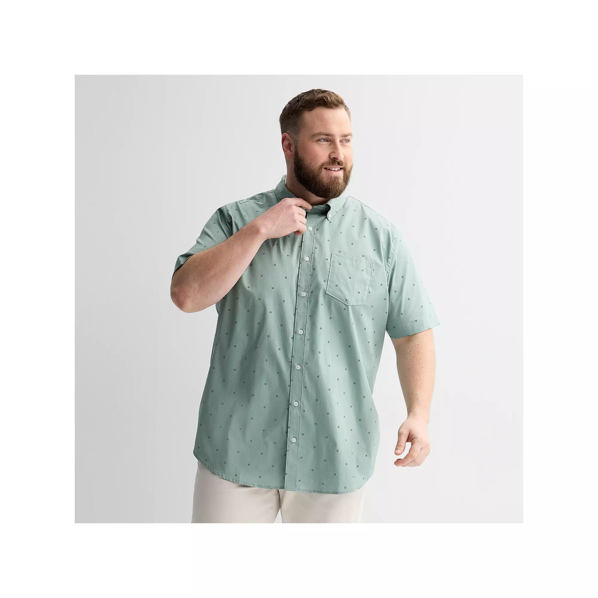 Big & Tall Sonoma Goods For Life® Short Sleeve Perfect Length Shirt, Men's, Size: 5XB, Astro Geo Green Product Image