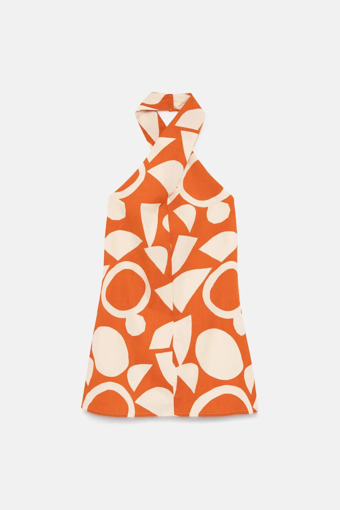 Compania Fantastica Afrik Geometric Halter Short Dress Product Image