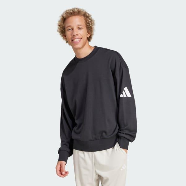 adidas Essentials Loose Fit 3 Bar Logo Sweatshirt Black L Mens Product Image
