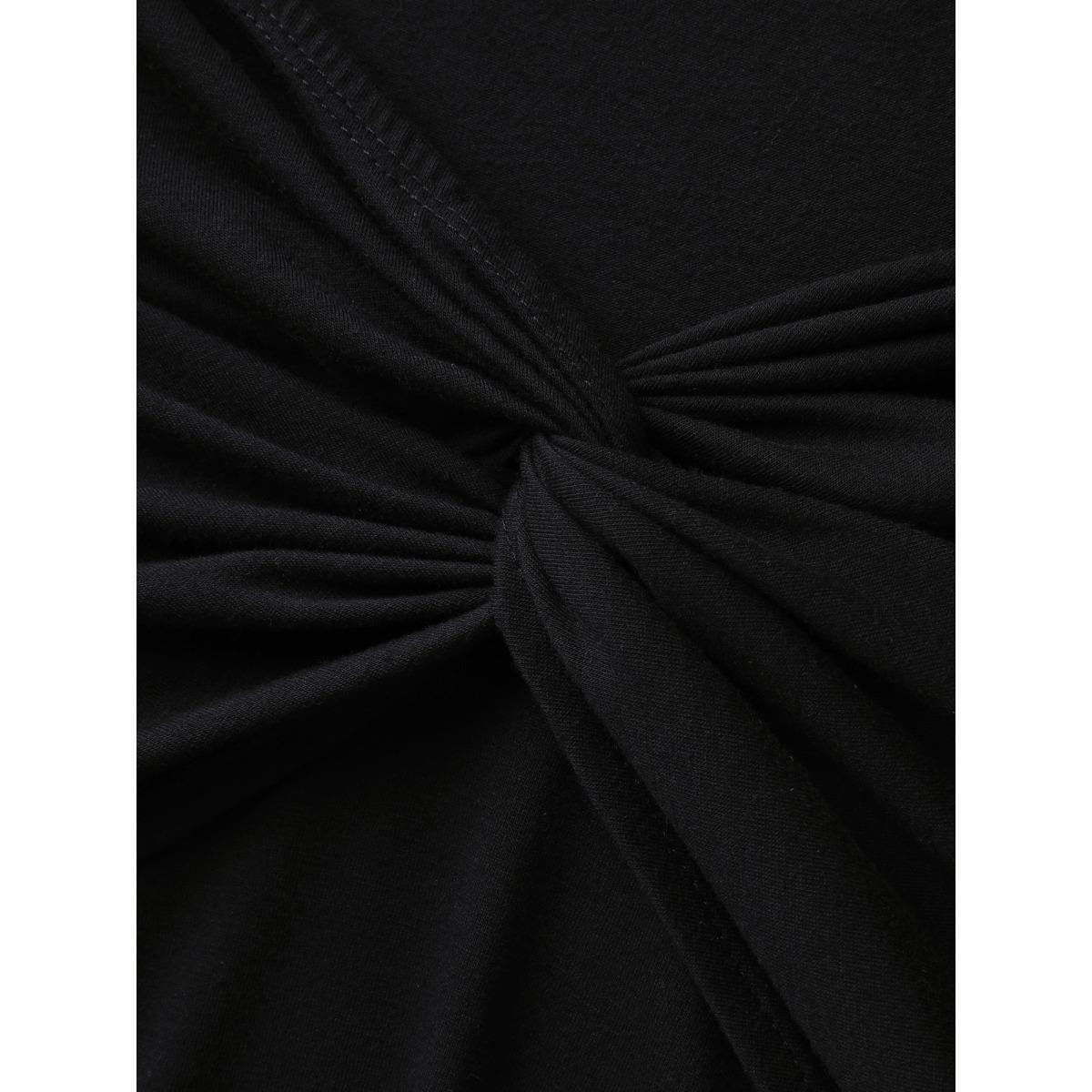 Plus Size Twist Front Off-Shoulder Pockets Midi Dress Black Women One-shoulder neck Cap Sleeve Curvy BloomChic 12/L Product Image