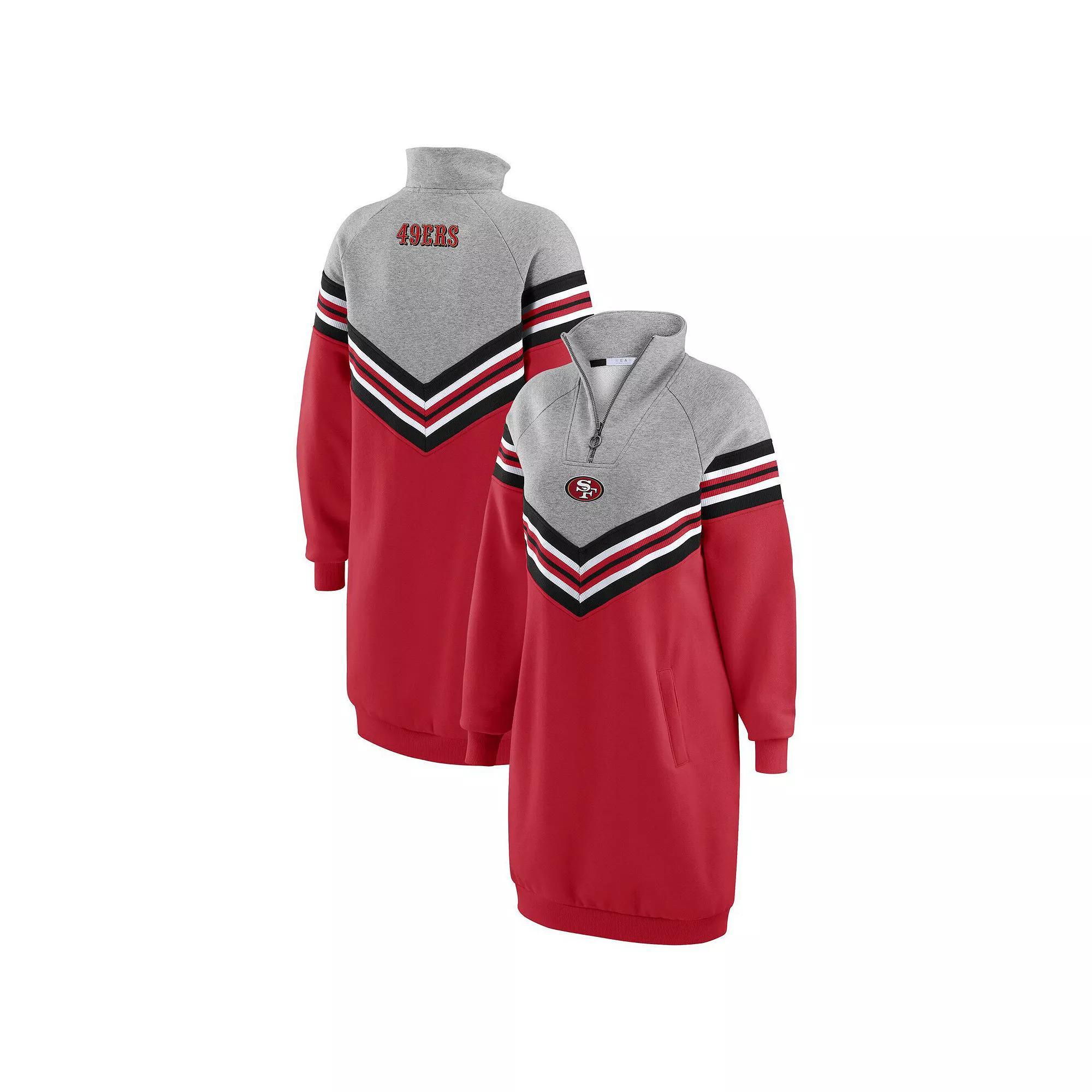 Women's WEAR by Erin Andrews  Red/Heather Gray Atlanta Falcons Chevron Stripe Dress, Size: 2XL Product Image