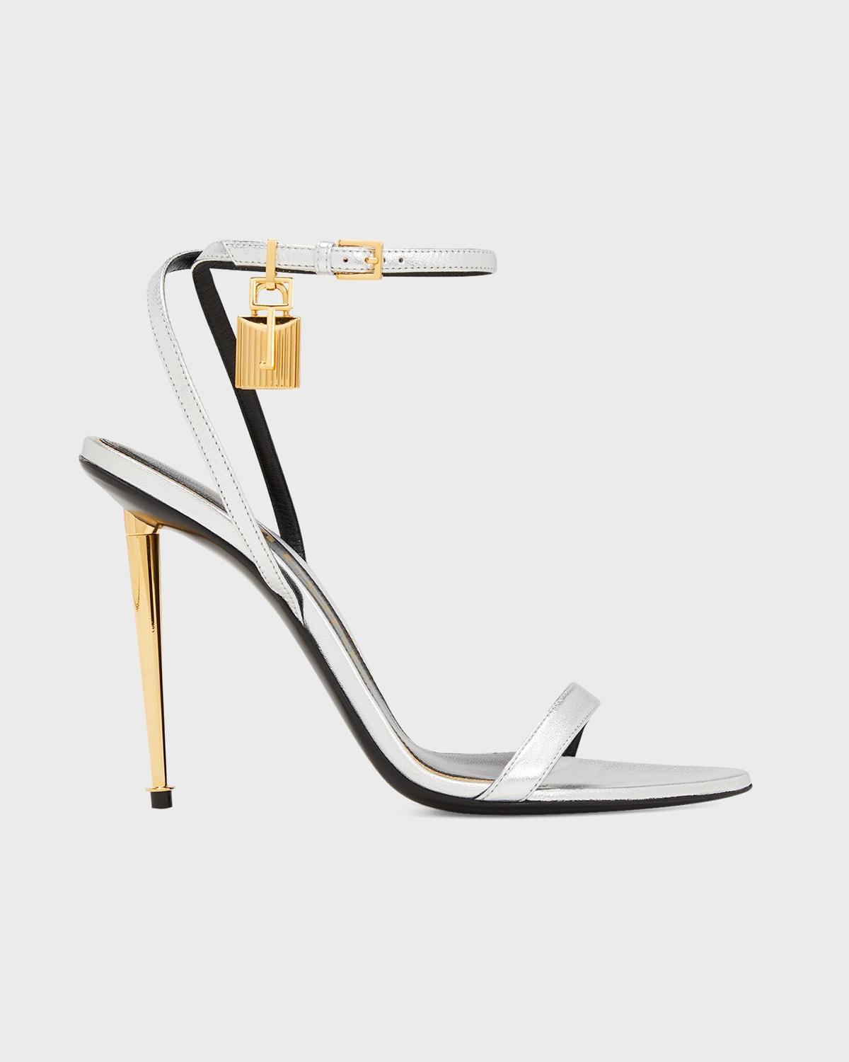 Lock Metallic Stiletto Sandals Product Image
