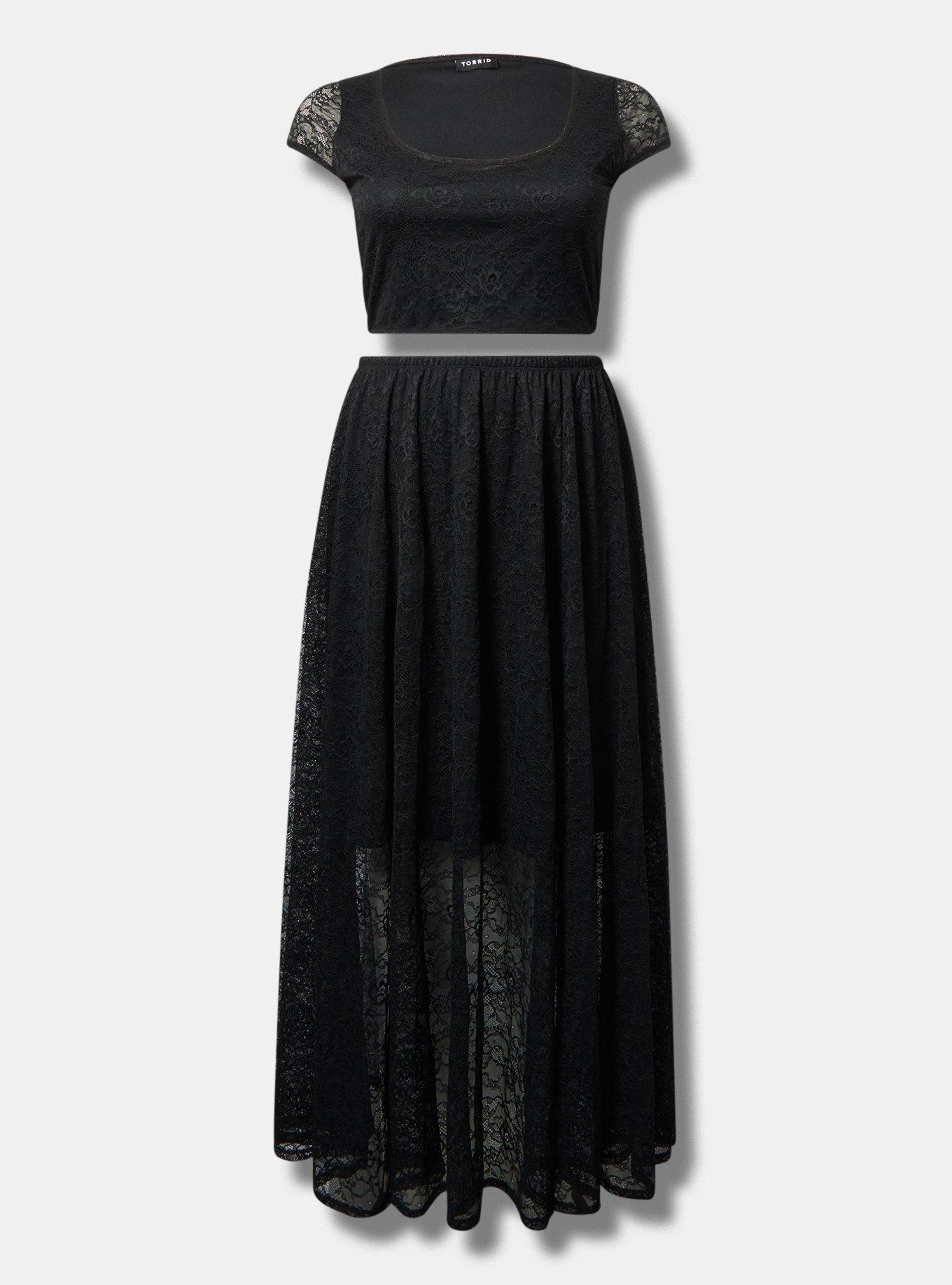 Lace Crop Top & Maxi Skirt Set Product Image