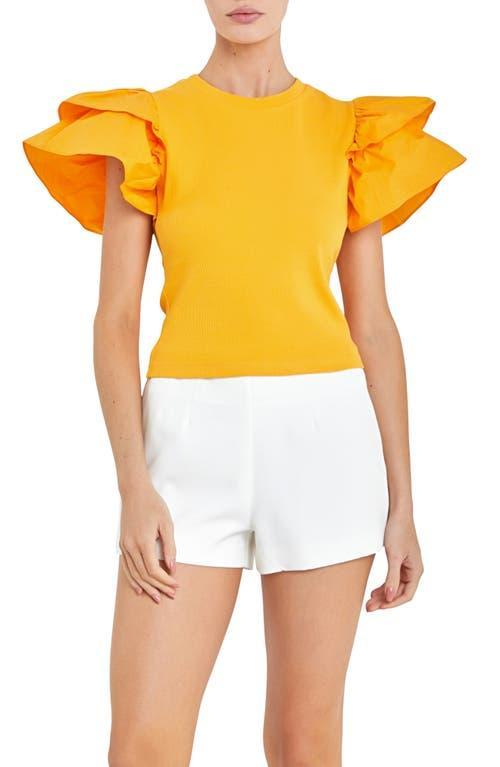 English Factory Womens Mixed Media Ruffled Top Product Image