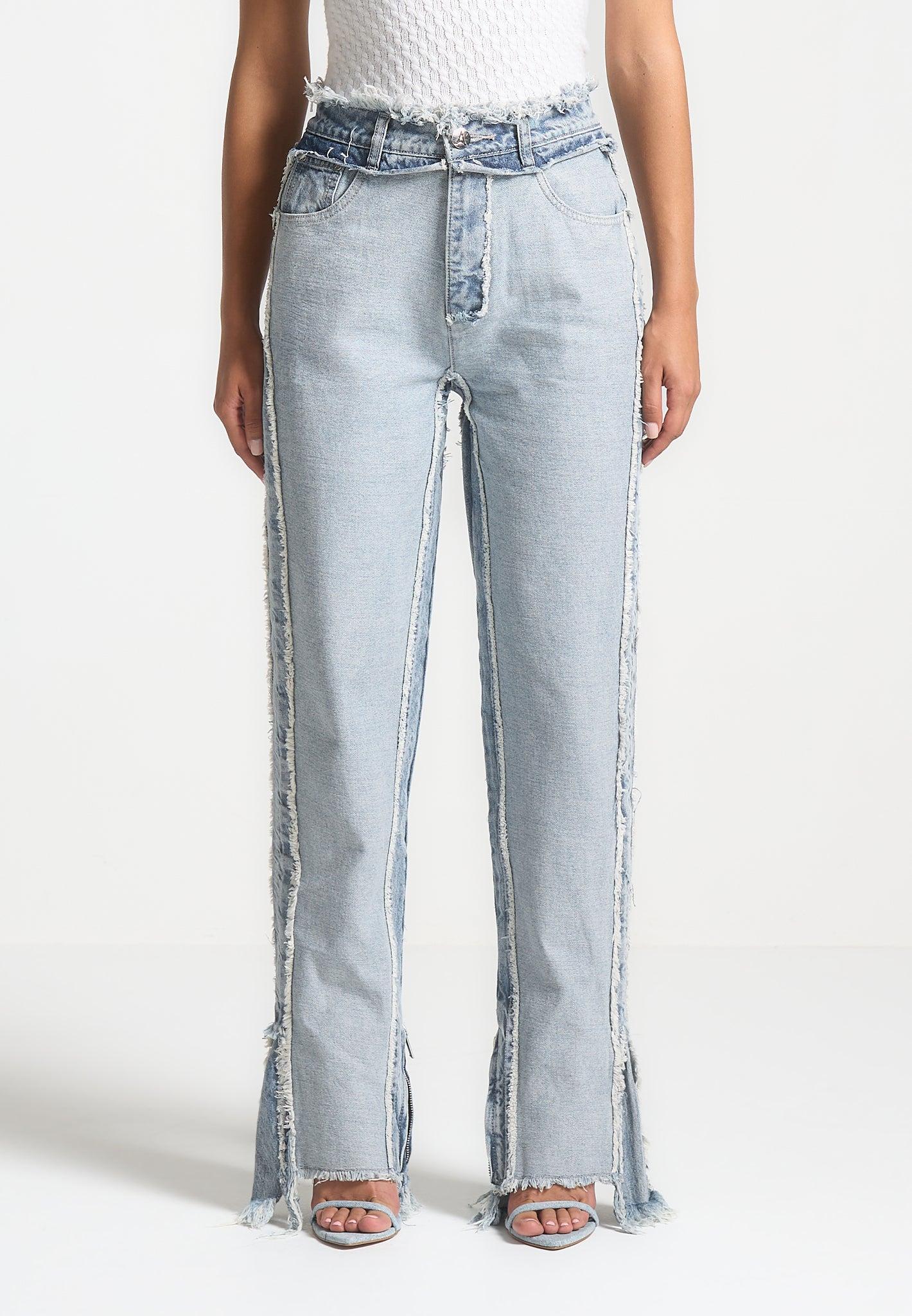 Distressed Mom Jeans - Mid Blue Female Product Image