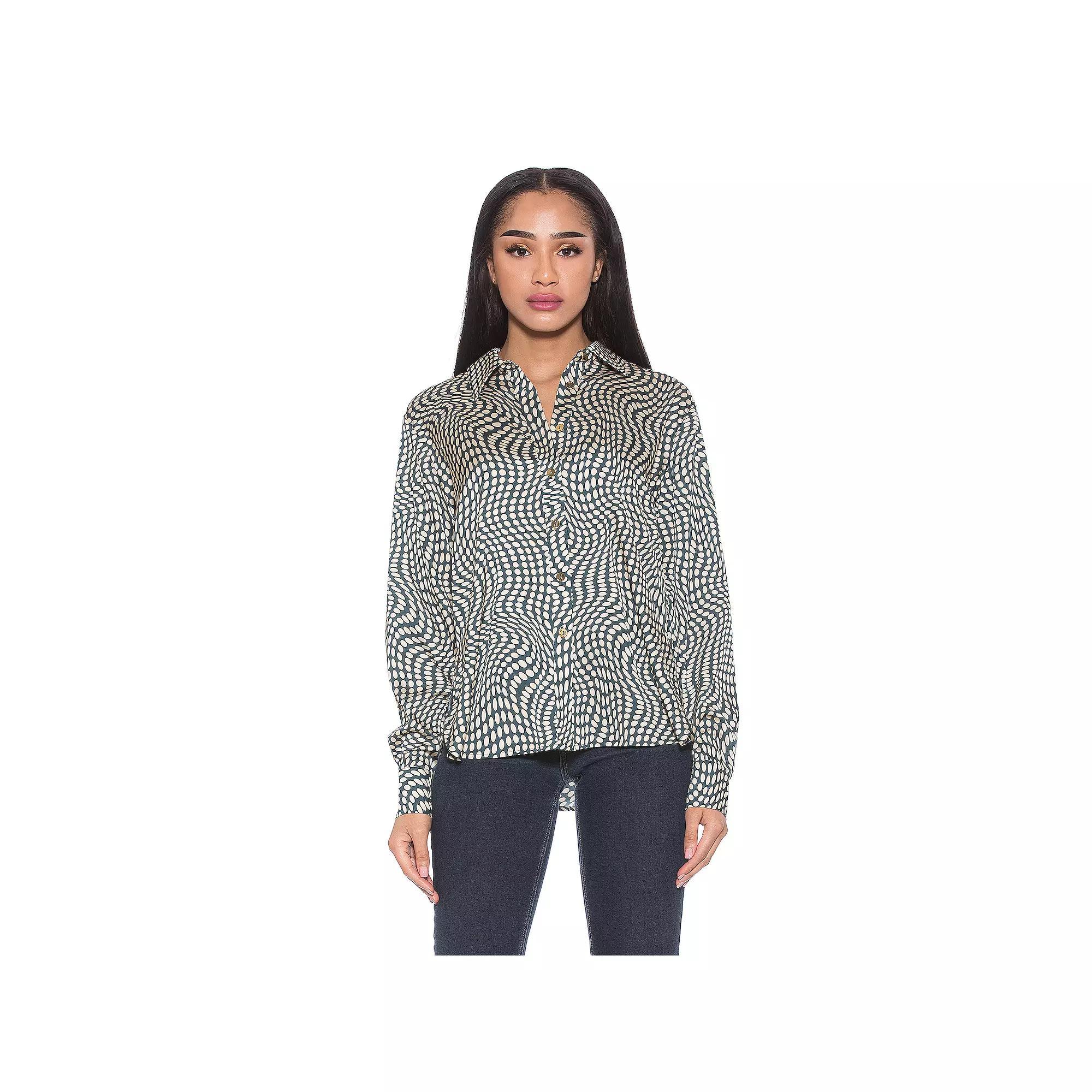 Women's ALEXIA ADMOR Rylin Silky Blouse, Size: 4, Green Dot Product Image