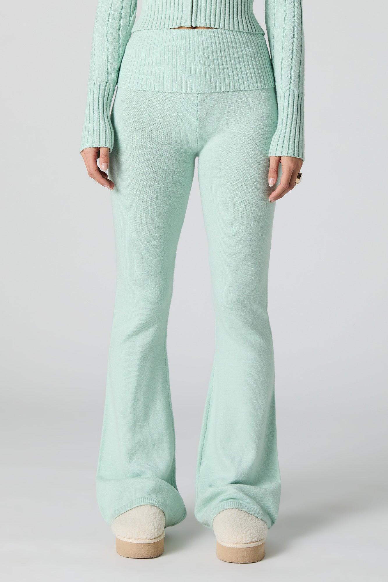 Foldover Waist Flare Knit Pant Female Product Image