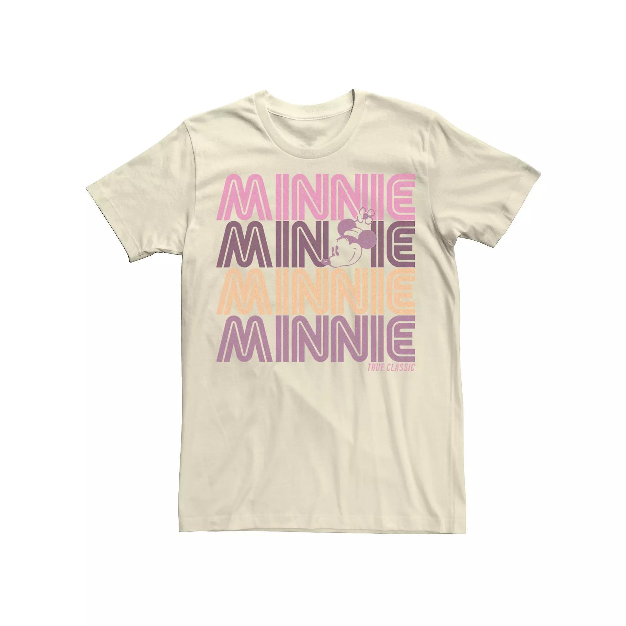 Disney's Minnie Mouse Head Portrait Name Stack Men's Tee, Size: 3XL, Natural Product Image