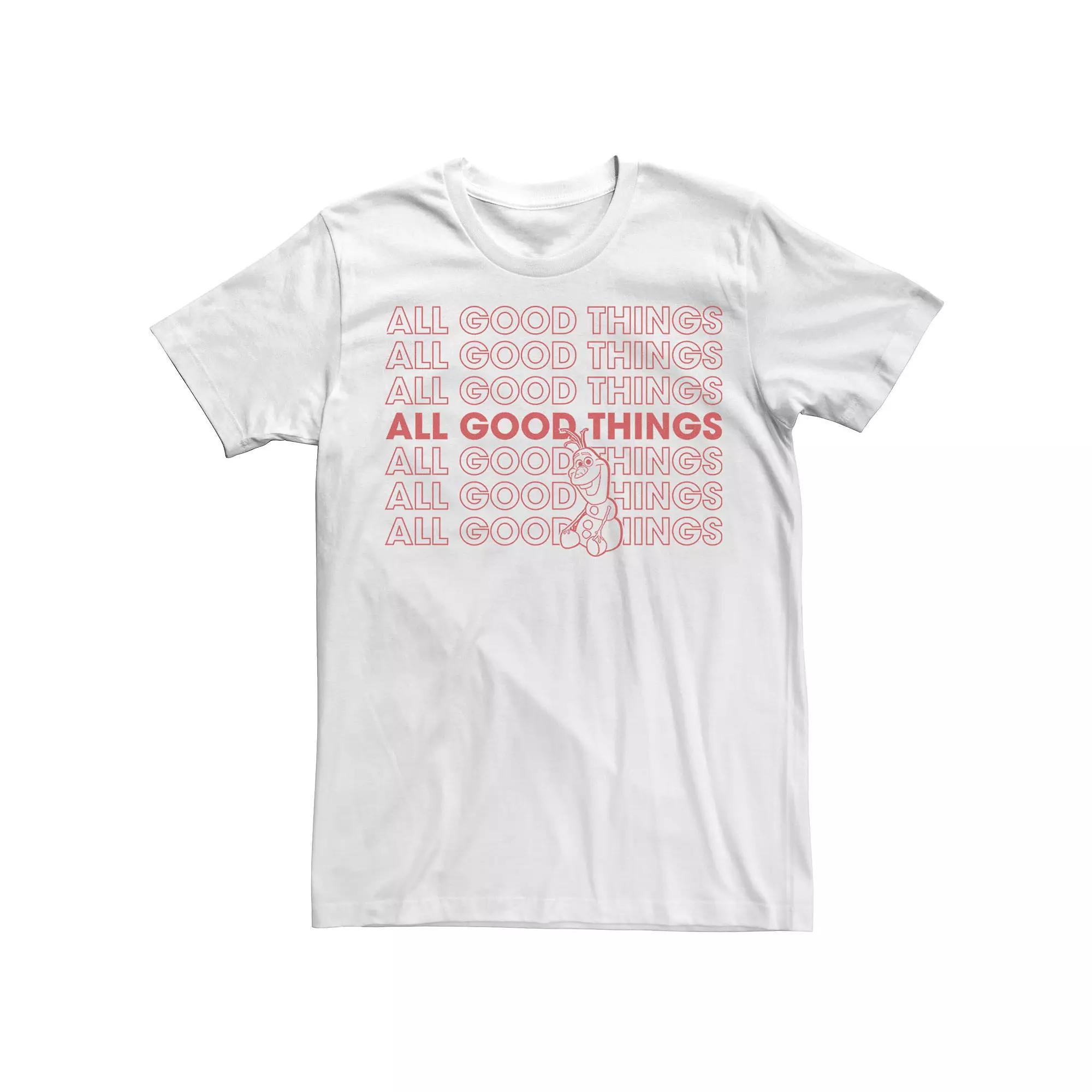 Men's Frozen Olaf All Good Things Short Sleeve Tee, Size: XXL, White Product Image