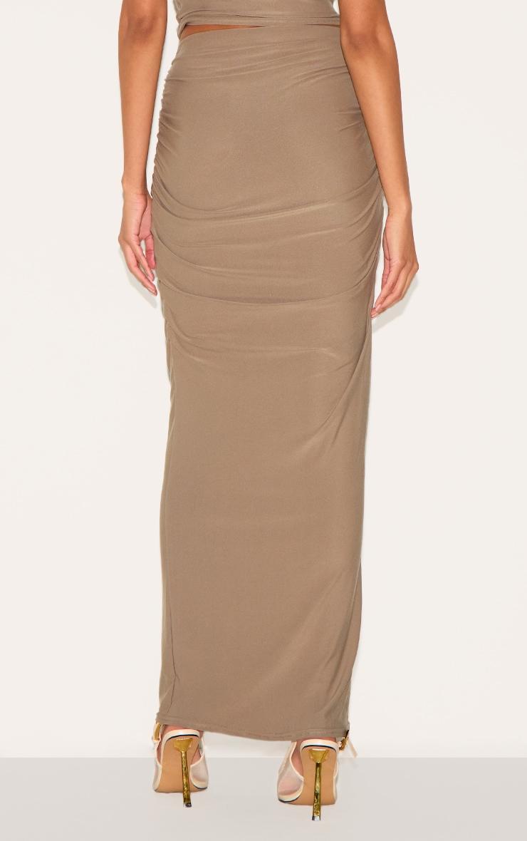Mushroom Soft Touch Ruched Maxi Skirt Product Image