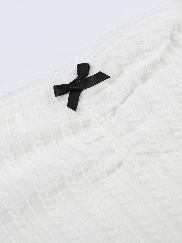 Solid Textured Bow Bandeau Top Product Image