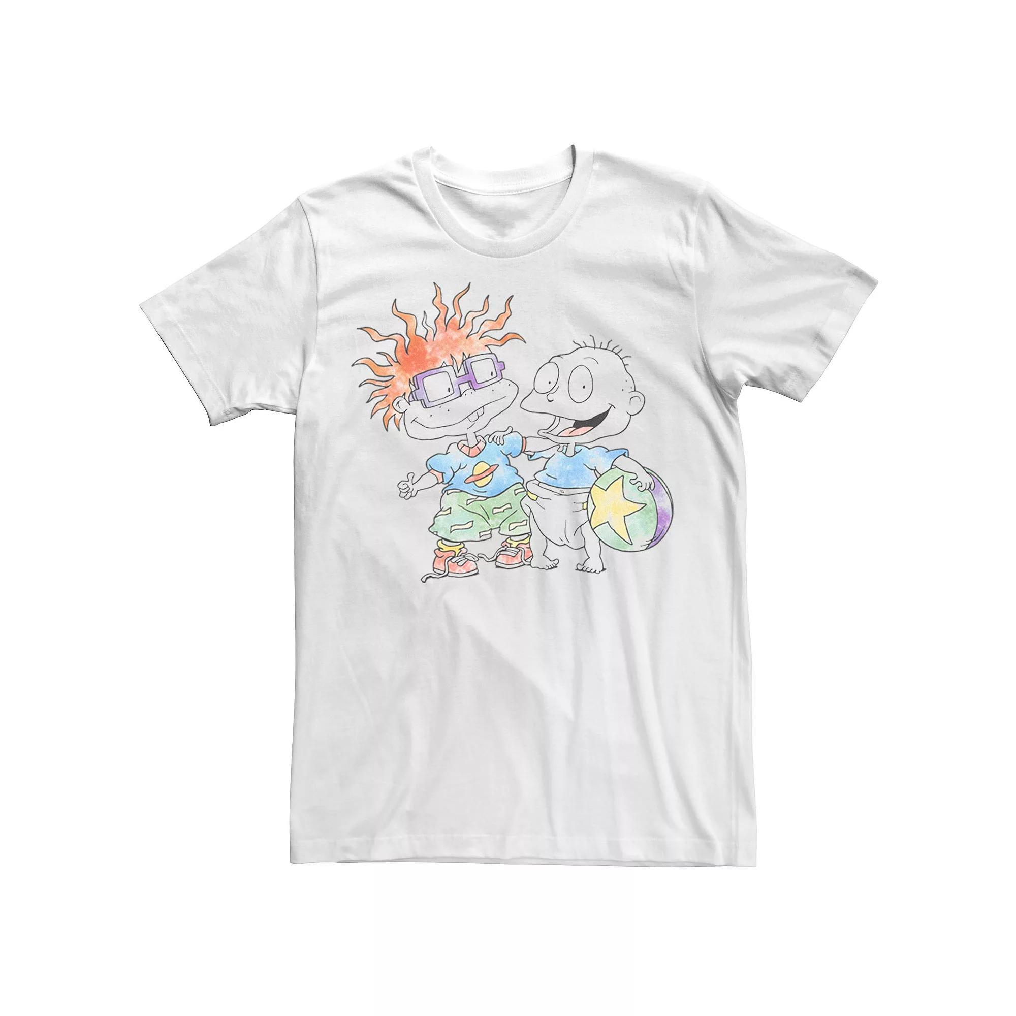 Men's Nickelodeon Rugrats Tommy And Chuckie Best Friends Watercolor Tee, Size: Large, White Product Image