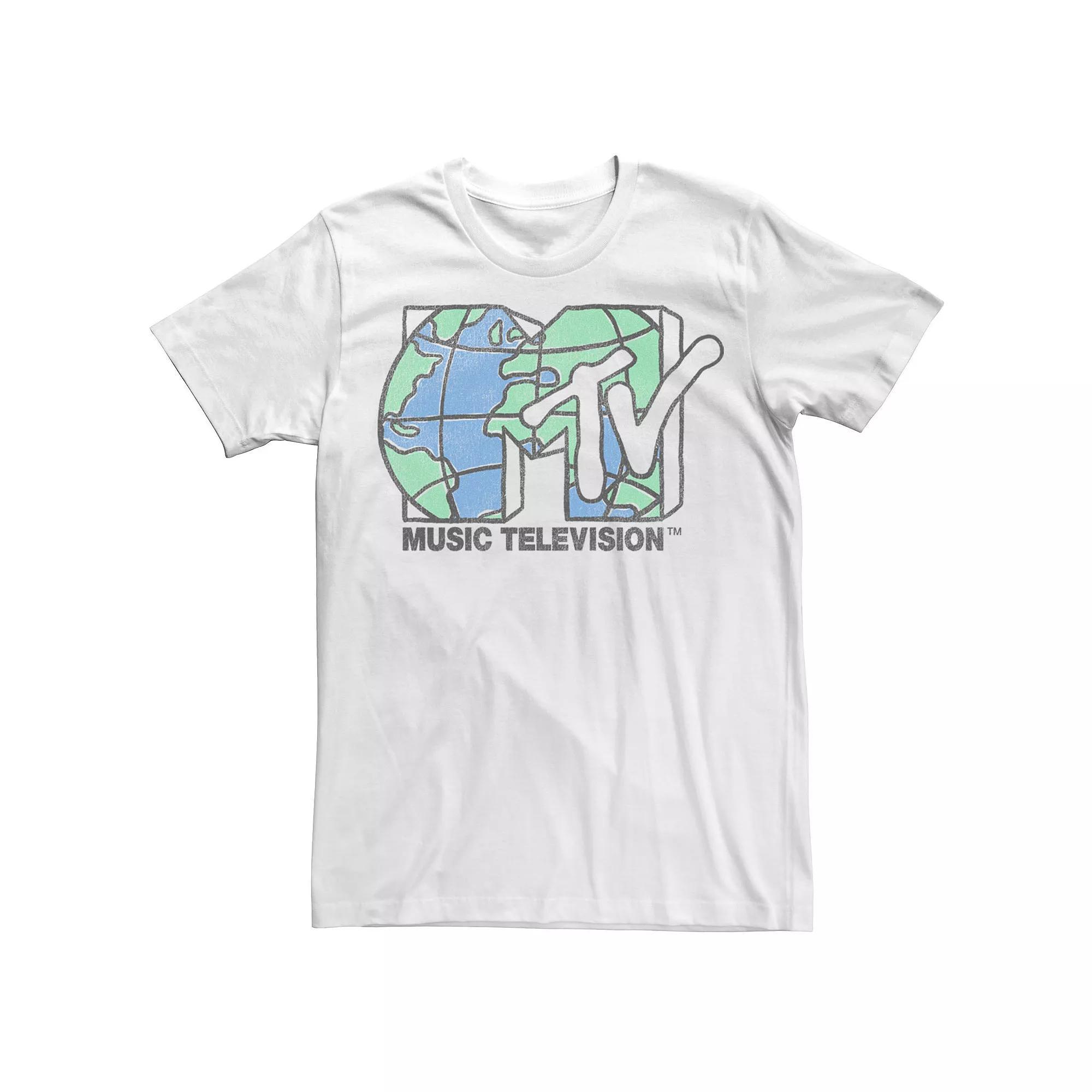 Men's MTV World Print Logo Graphic Tee, Size: XXL, White Product Image